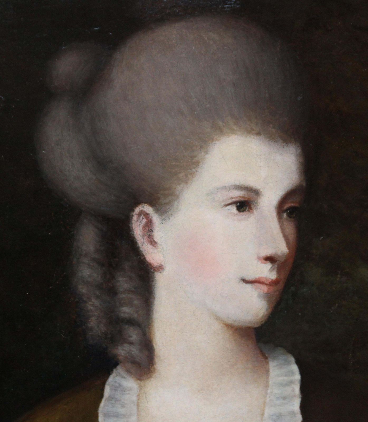 Portrait Of A Lady With A Blue Bow   British 18thc Art Old Master Oil Paintingcirca 1780 photo buy