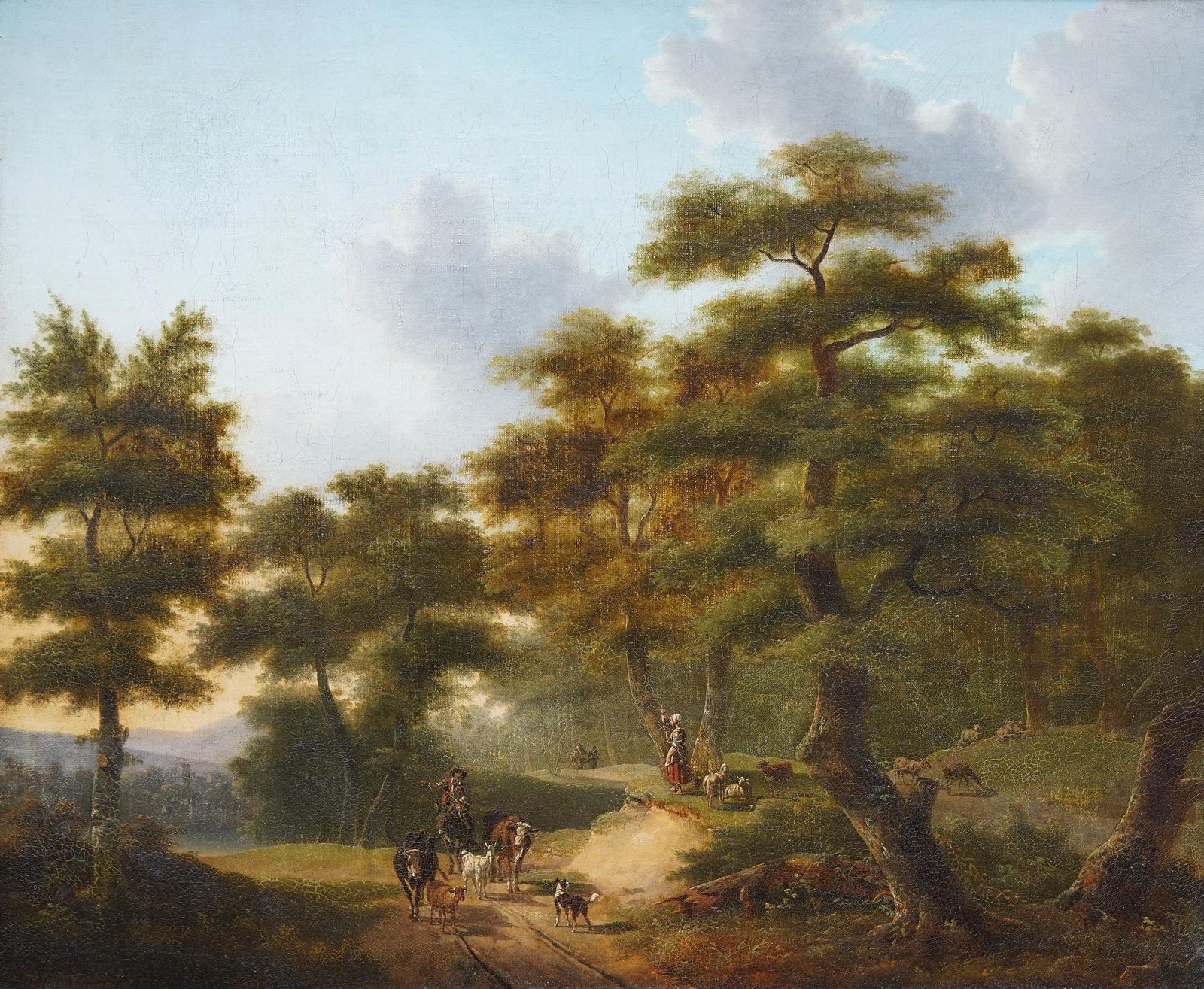 Philippe Budelotfigures And Cattle On Woodland Path   French Figurative Landscape Oil Paintingcirca 1800 photo furniture