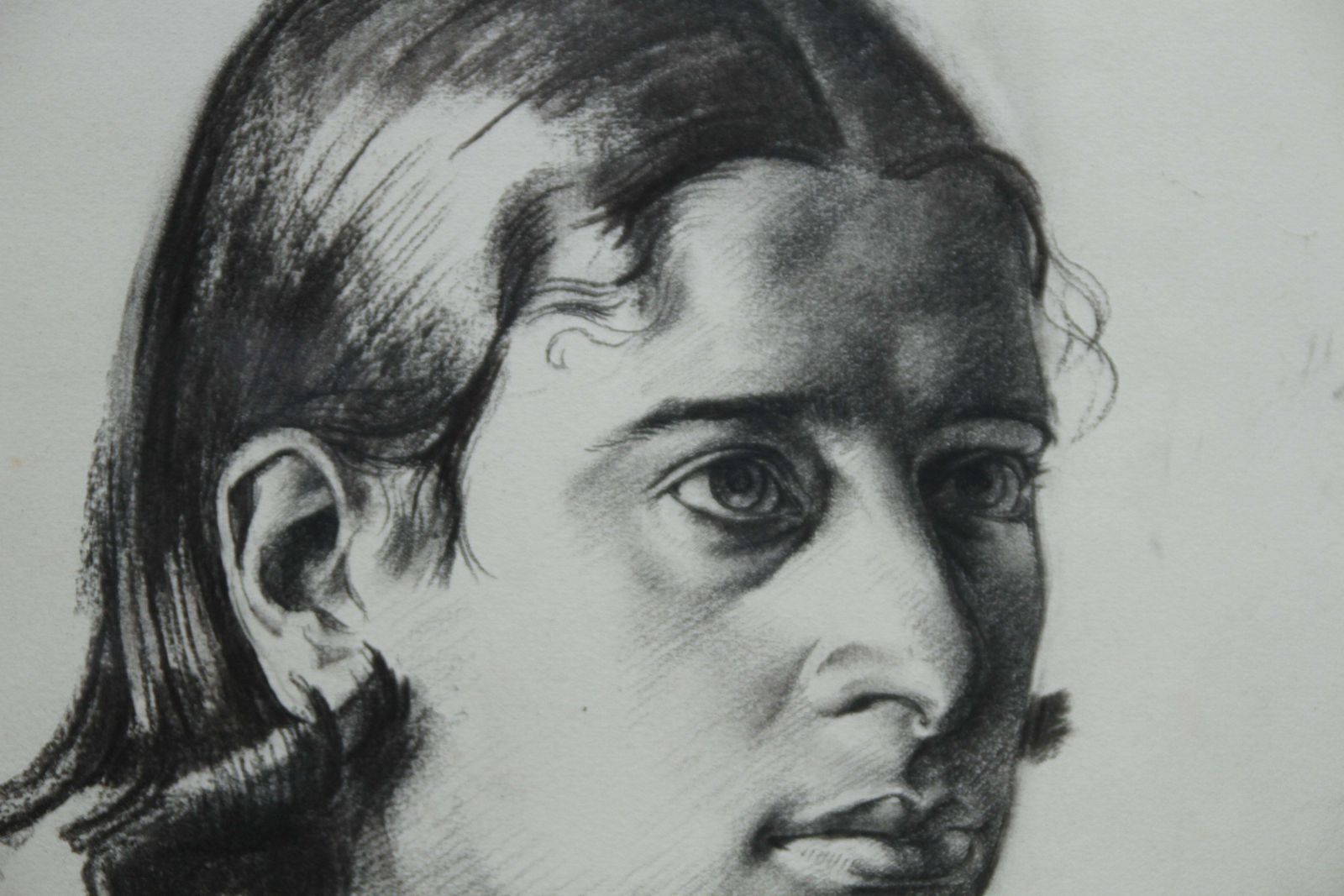 James Stroudleyportrait Of Juliana   British Art Deco Pencil Charcoal Drawing Of A Woman 1930 photo for sale