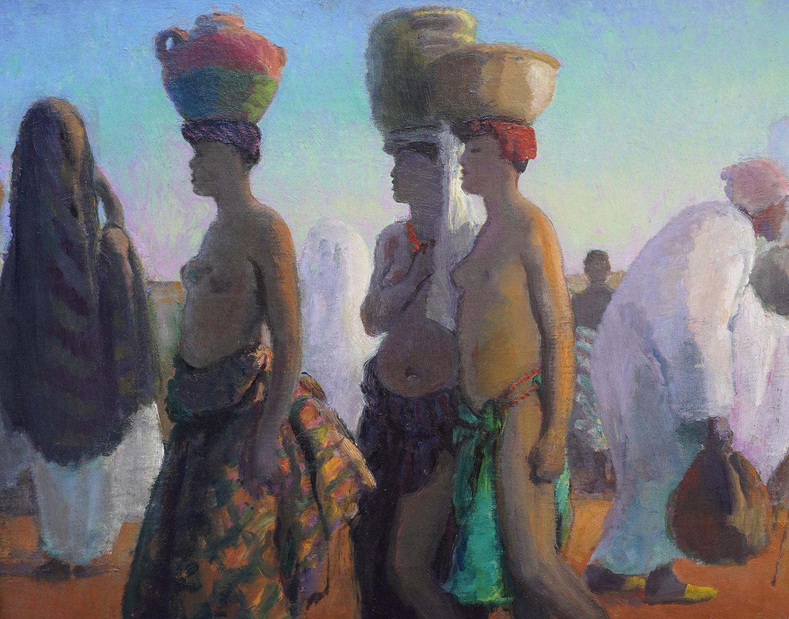 Gerald Spencer Pryseportrait Of Water Bearers, Africa   British 1920's Orientalist Art Oil Paintingcirca 1925 photo for sale