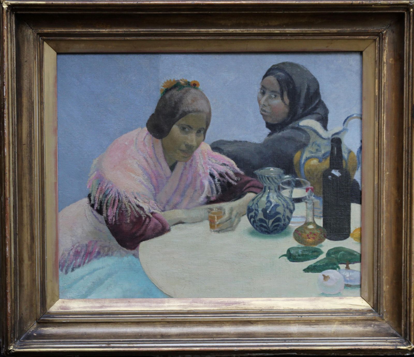 6631.0 Darsie Japptwo Women In A Cafe   British 1930's Art Oil Portrait Painting Spain Jugs Pinkcirca 1930 photo