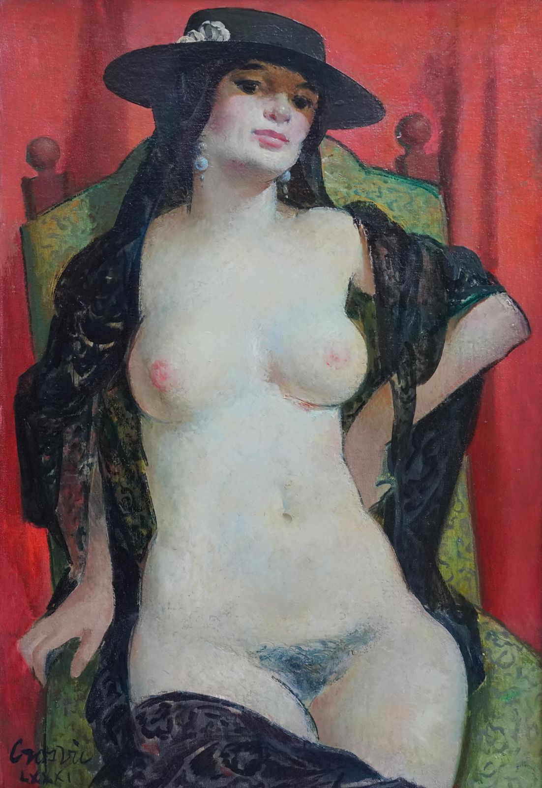 Art William Crosbienude Portrait Of A Spanish Woman   Scottish Art Female Portrait Oil Painting1981 photo