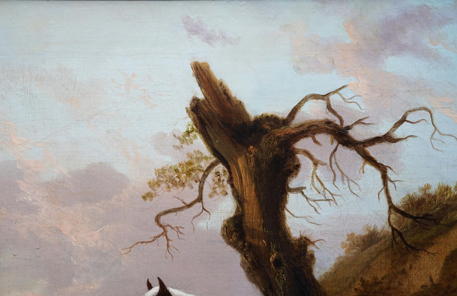 Portrait Of Two Horses In A Landscape   British 19thc Equine Art Oil Painting1840 photo vintage