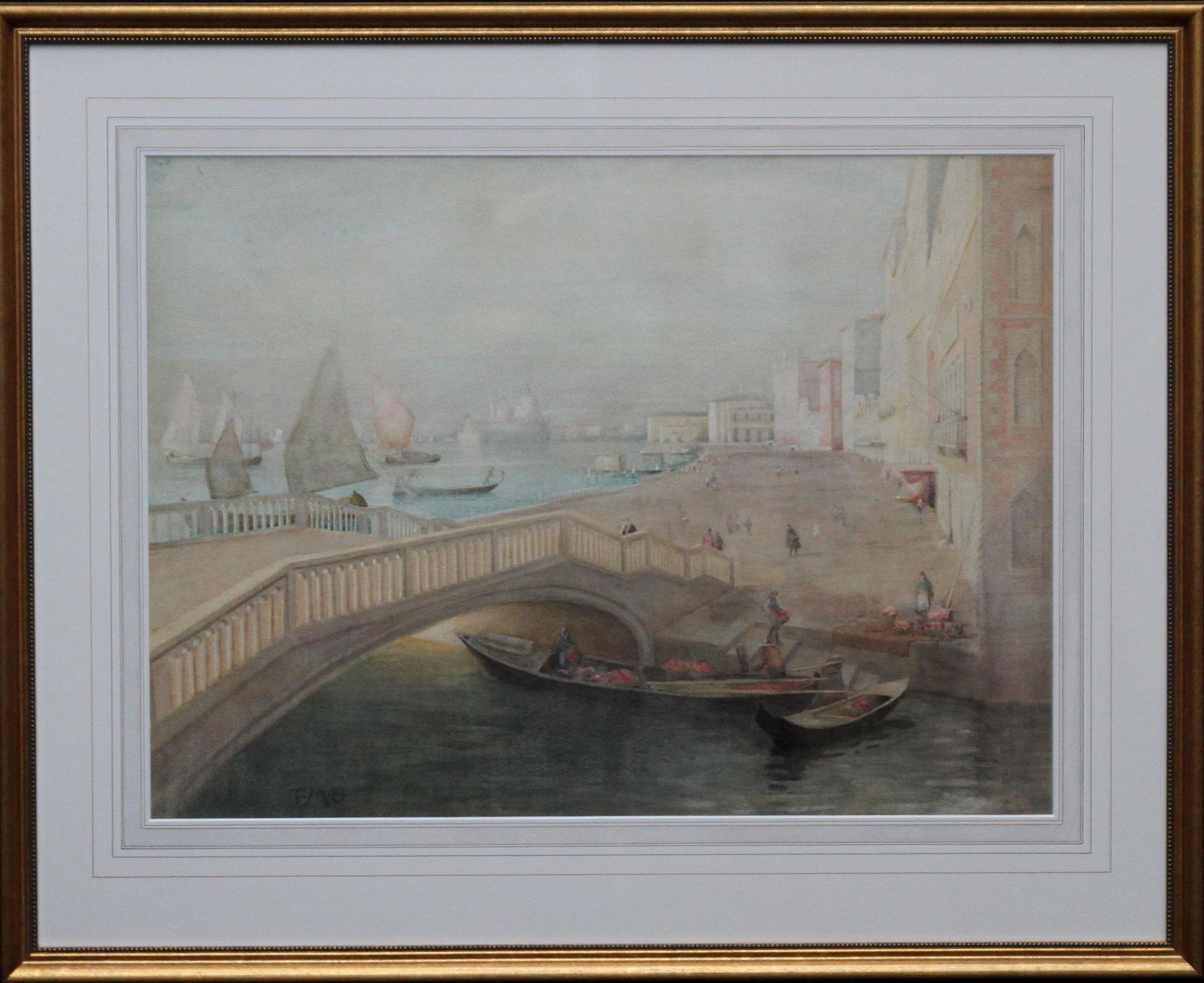 Thomas Millie Dowvenice   Scottish 19thc Glasgow Boy Artist Seascape Painting Venetian Bridgecirca 1900 photo Art