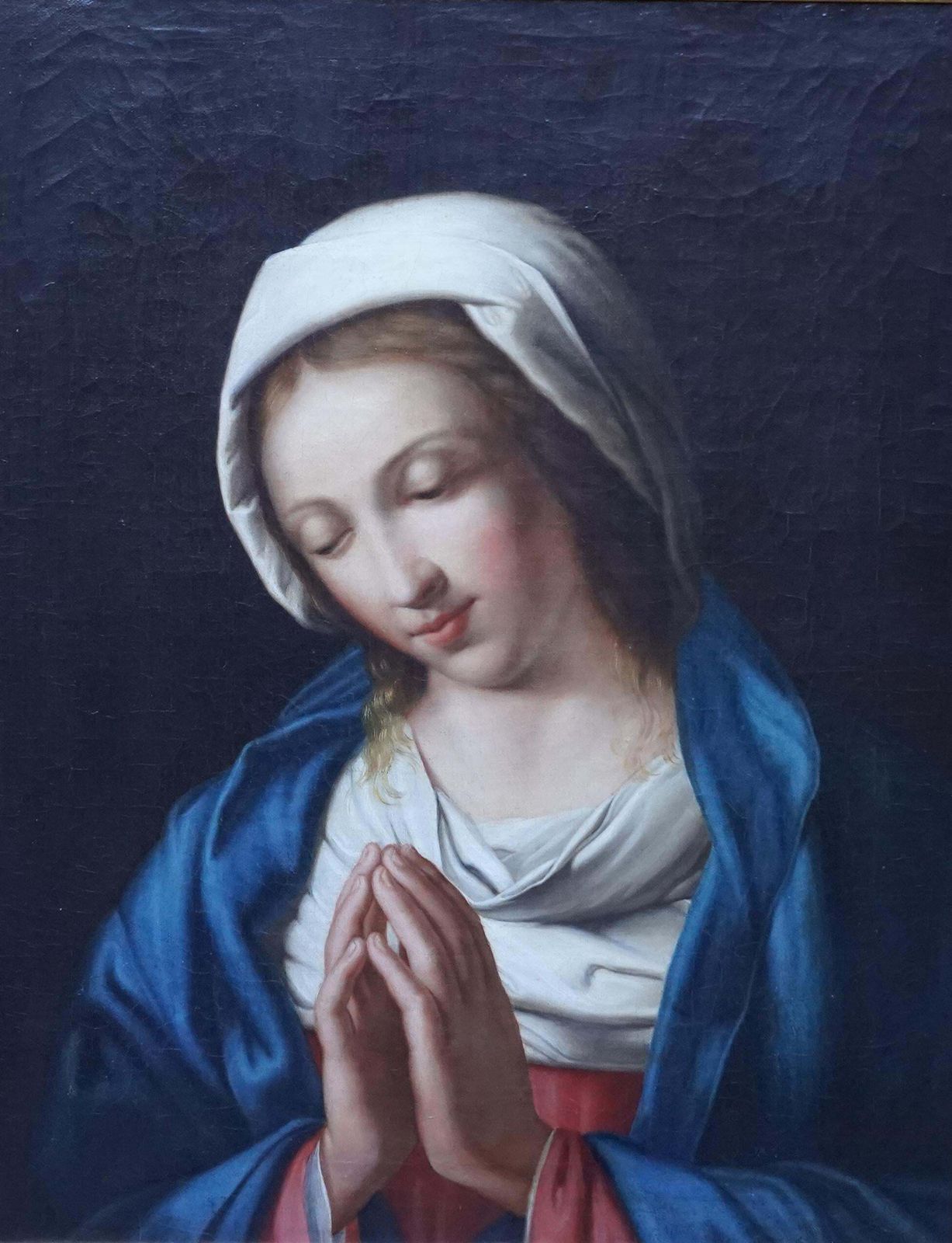 Portrait Of Madonna At Prayer   Italian Old Master Art Religious Oil Paintingcirca 1790 photo furniture