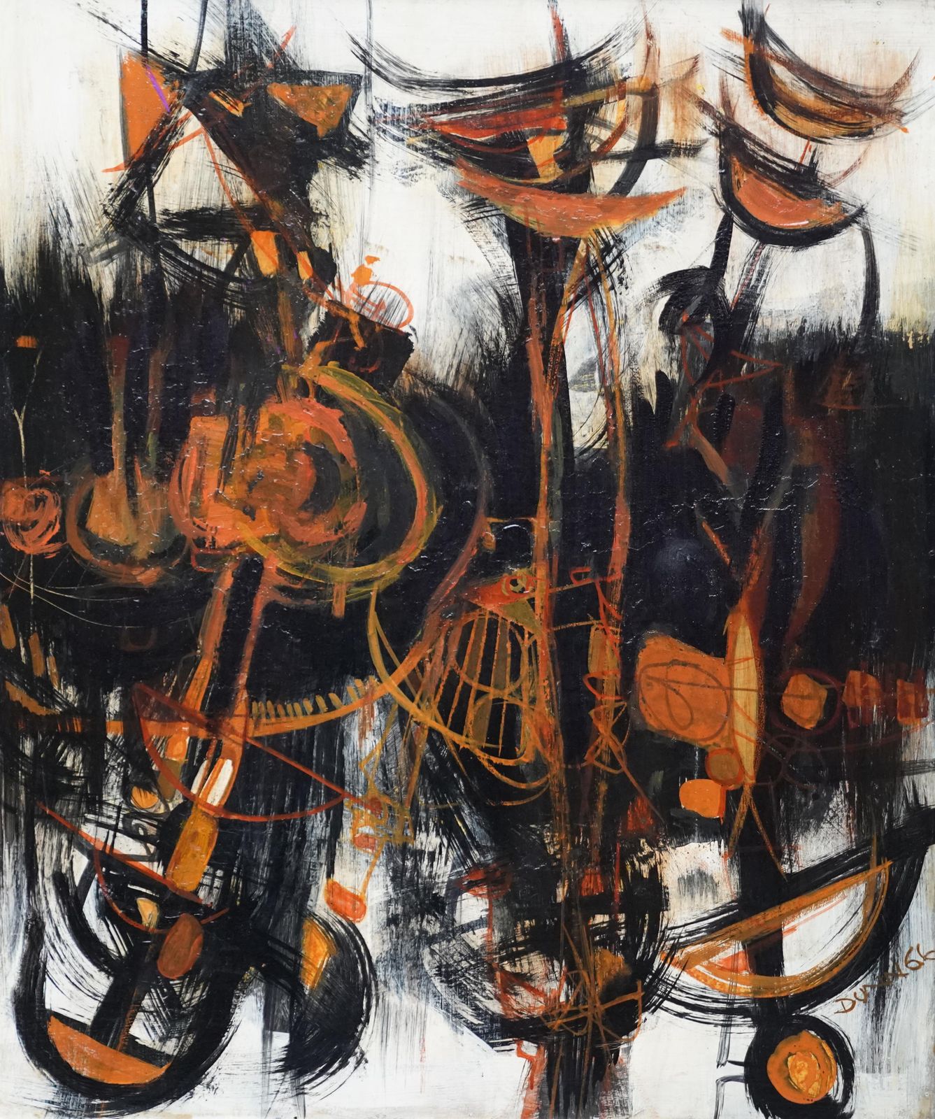 7652.0 Anne Dunnabstract Composition 1966   British 60's Abstract Art Oil Painting Female Artist1966 photo