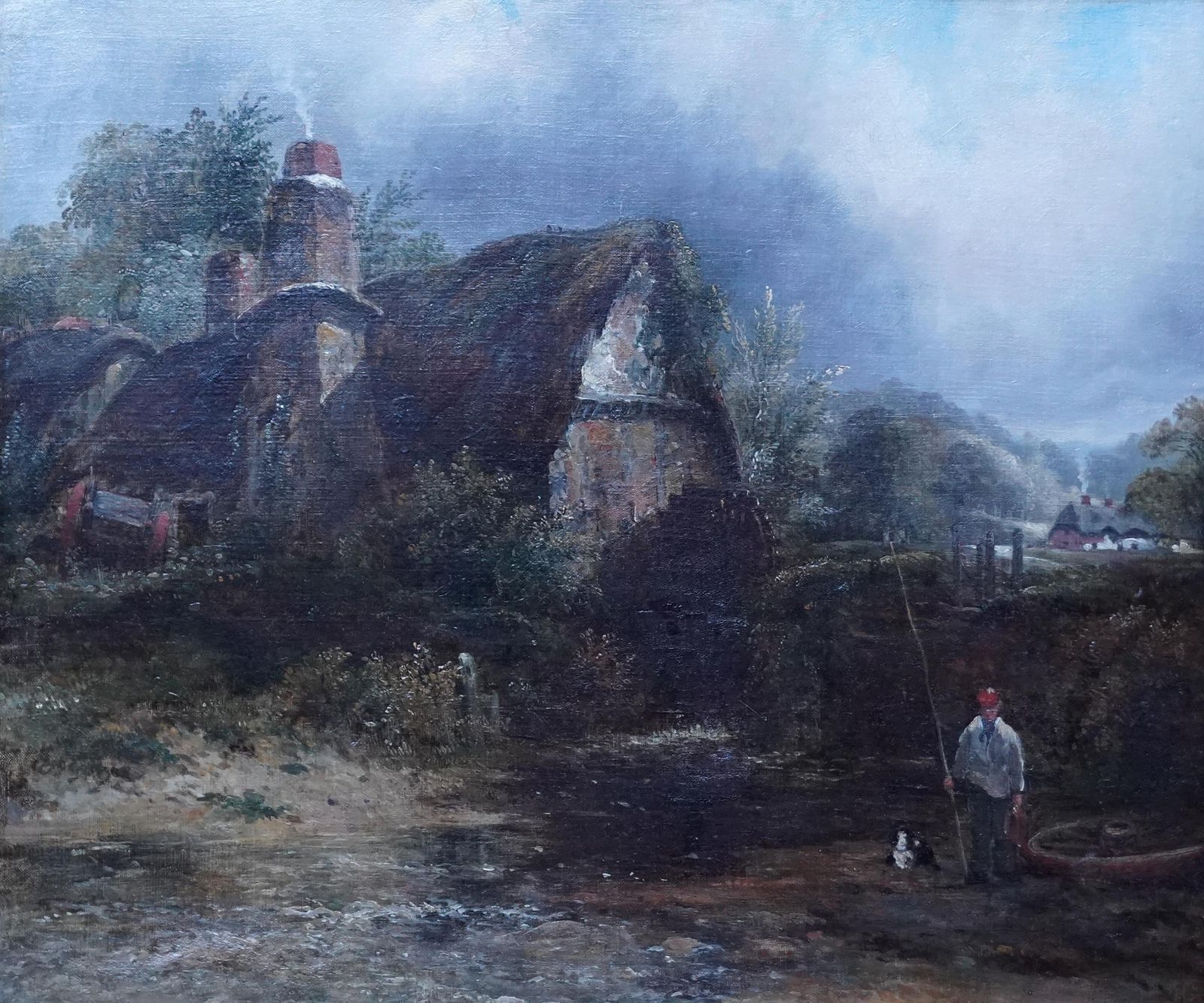 Frederick Waters Wattsdedham Watermill   British 19thc Art Landscape Oil Painting Constable Country Circa 1850 photo vintage