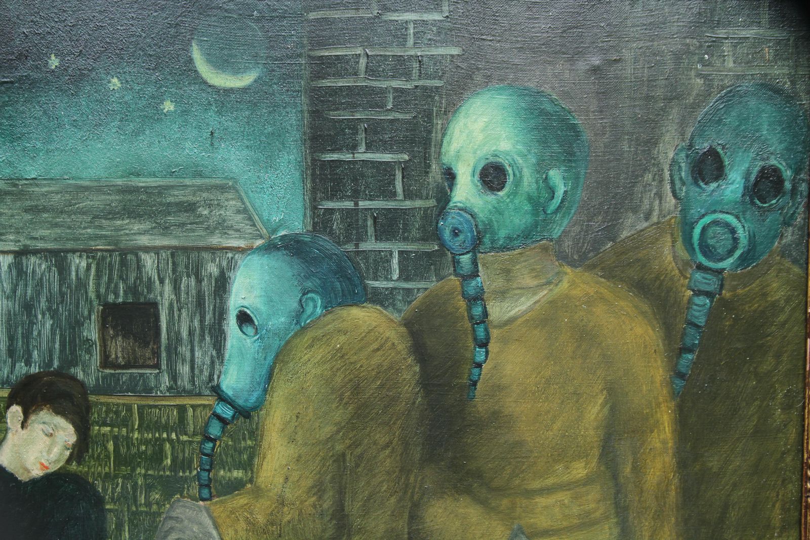 Jack Sassoondeath Of The Young Men 1938   British Art Figurative Surrealist Oil Painting1938 photo vintage