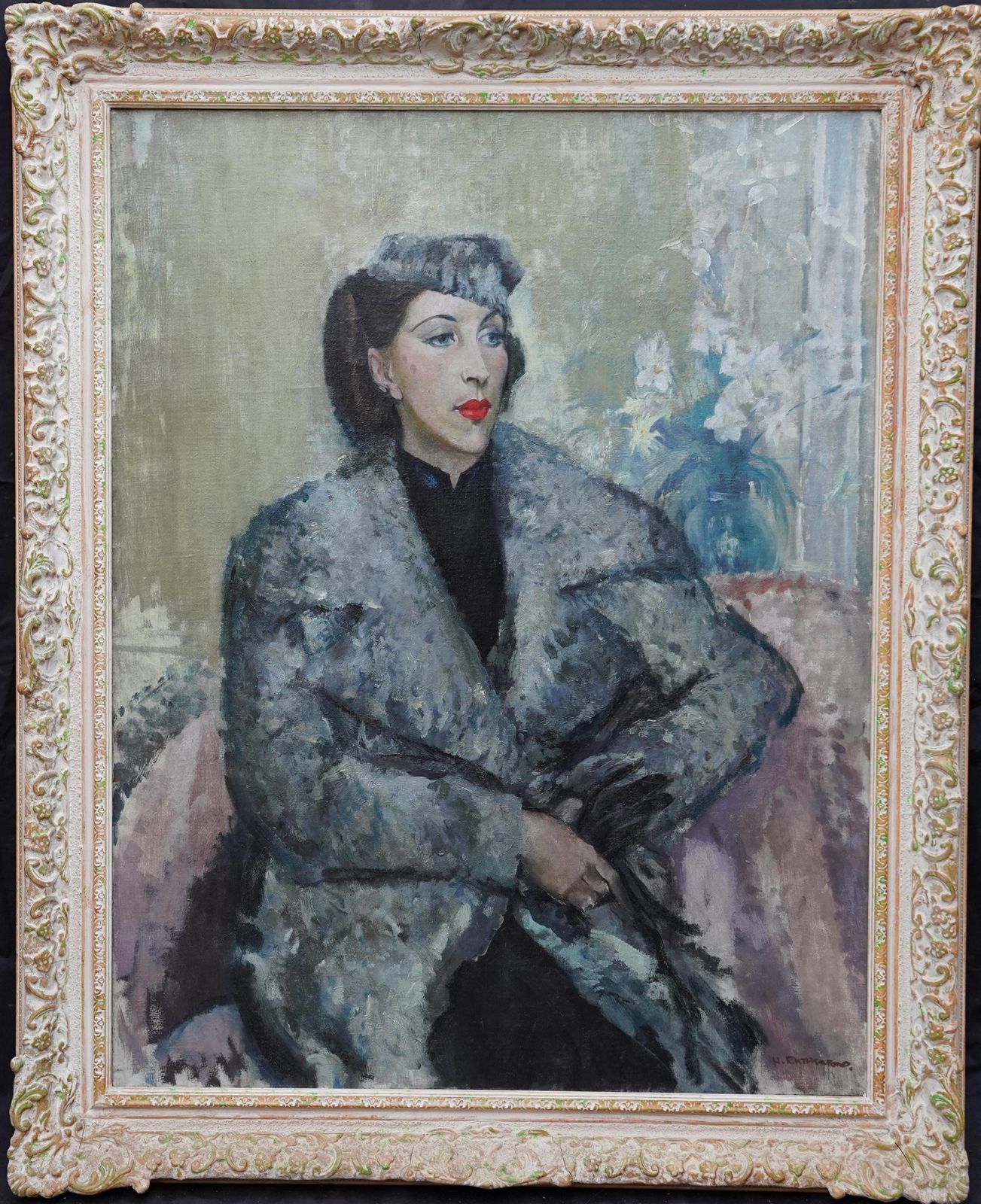Harry Rutherfordpost Impressionist Portrait Of A Woman   British 40's Art Portrait Oil Paintingcirca 1940