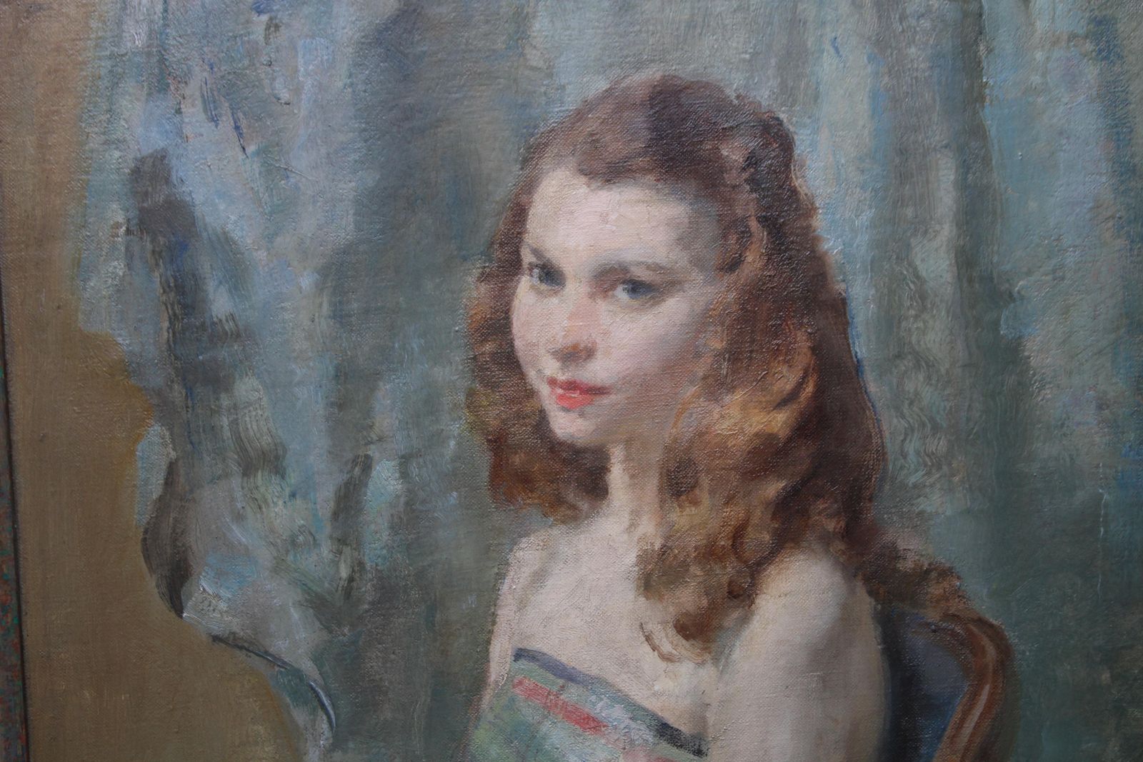 Walter Ernest Websterportrait Of Seated Young Woman    British 30's Art Impressionist Oil Painting 1930's photo Art