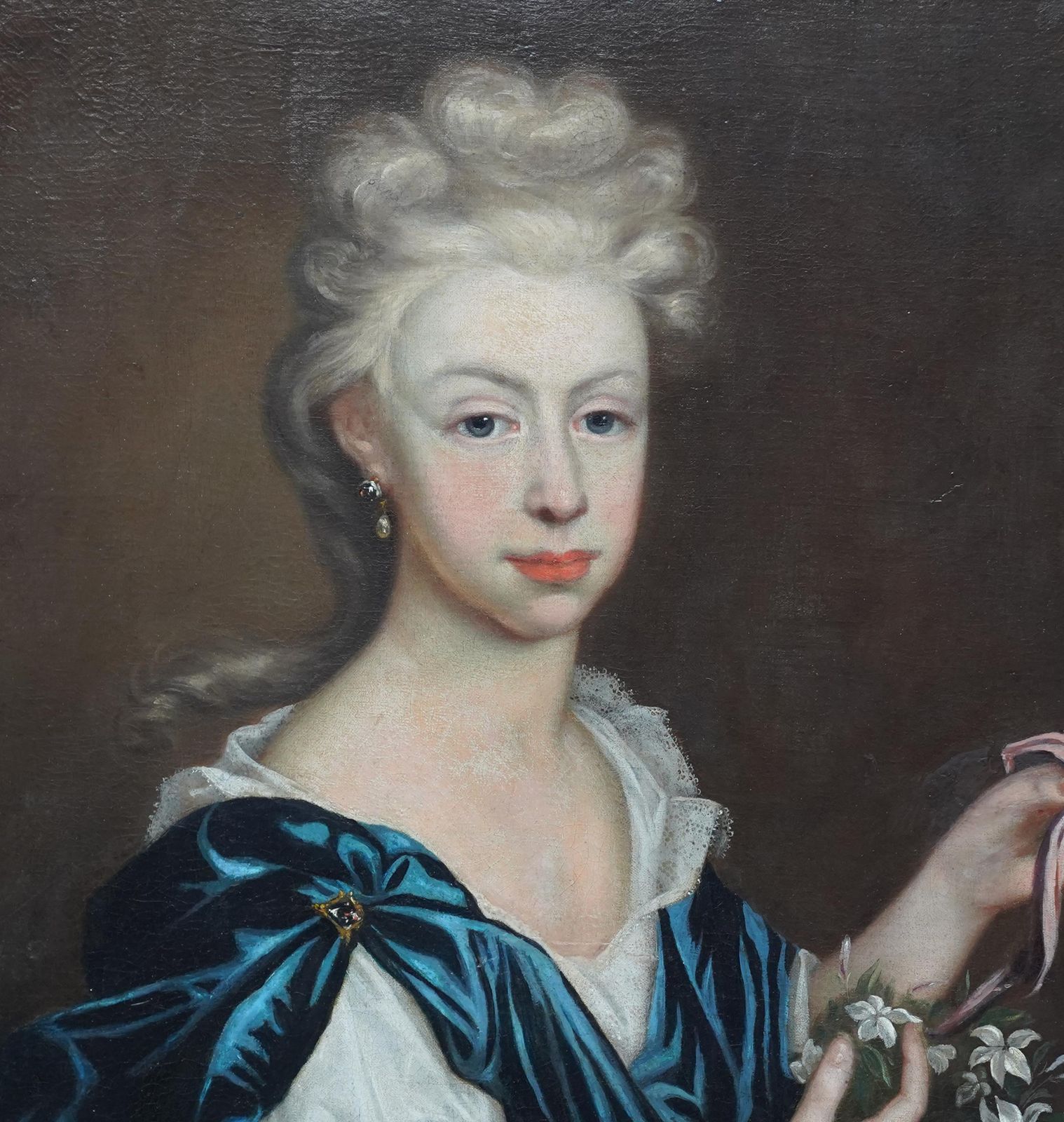 Portrait Of Lady With Garland Of Flowers   British 17thc Old Master Oil Paintingcirca 1690 photo Art