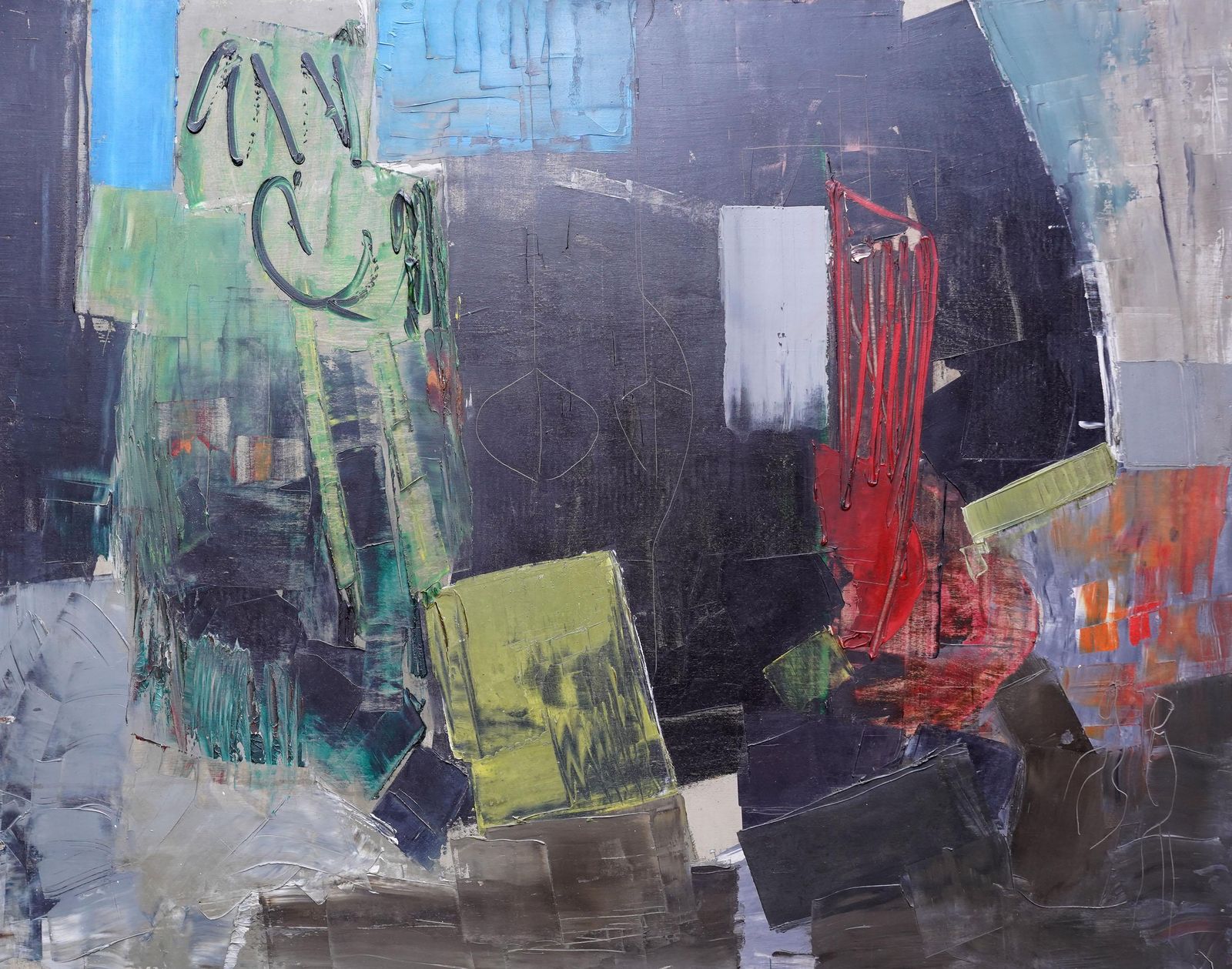 Robert Sadlerseaport 1 1957   British Abstract Art Oil Painting Suffolk Artist1957 photo furniture