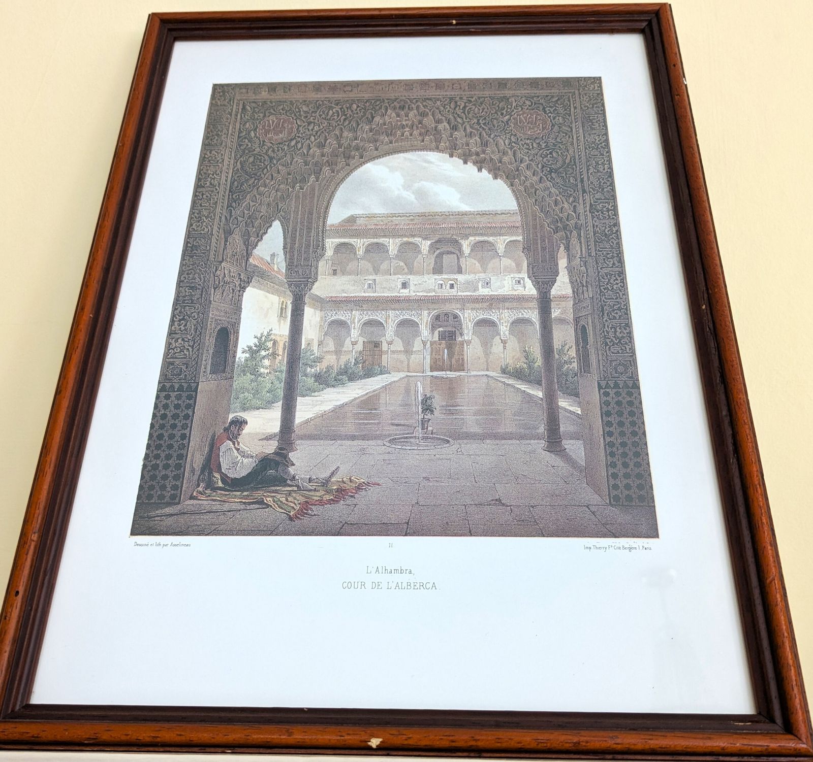 Antique Set Of Three Framed Prints Of The Alhambra Palace, Granada Spain photo vinterior