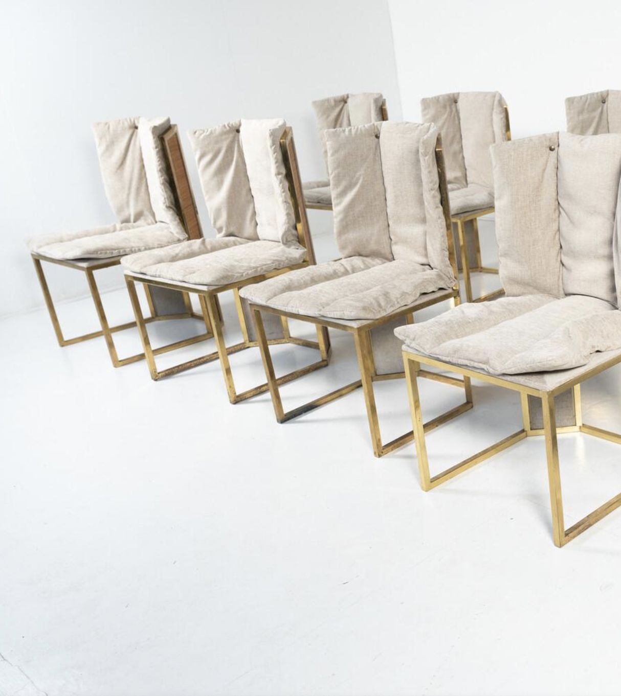 Mid Century Modern Set Of 10 Chairs By Romeo Rega, Italy, 1970s – New Upholstery photo buy