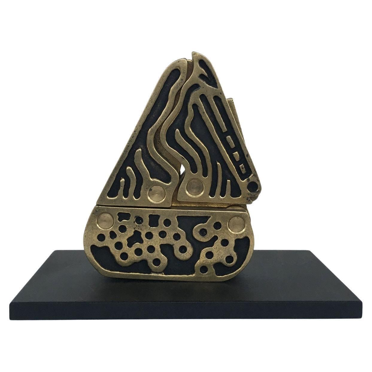 1980 Italy Bronze Abstract Kinetic Sculpture Bruno Chersicla Alambicco Still