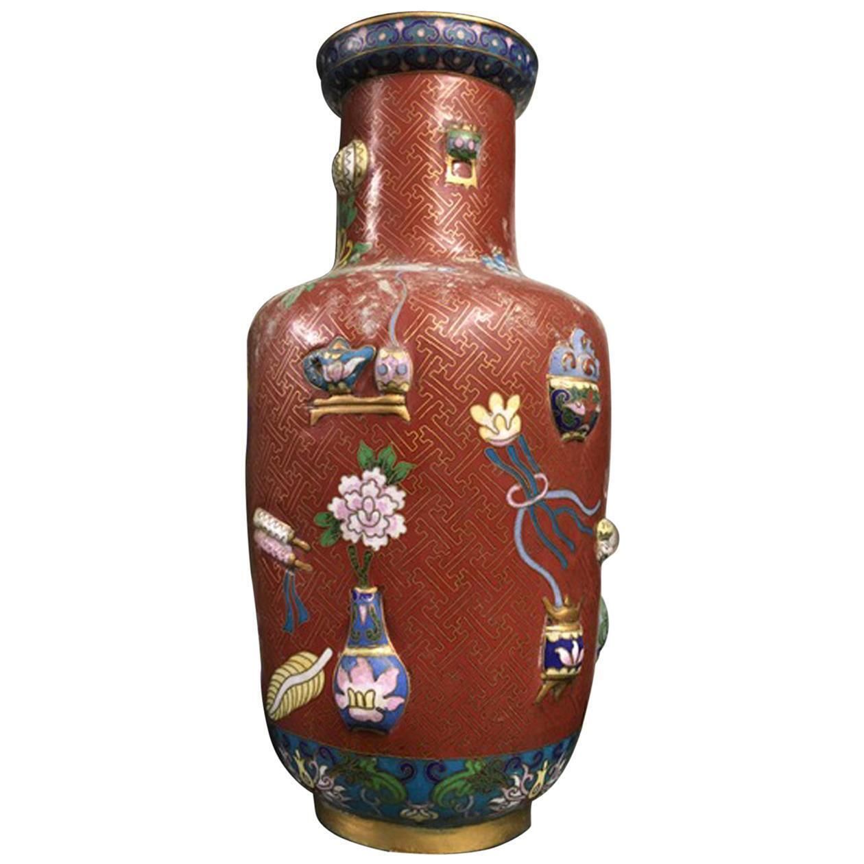 Qing Dinasty Mid 20th Century Fine Enameled Vase China Export