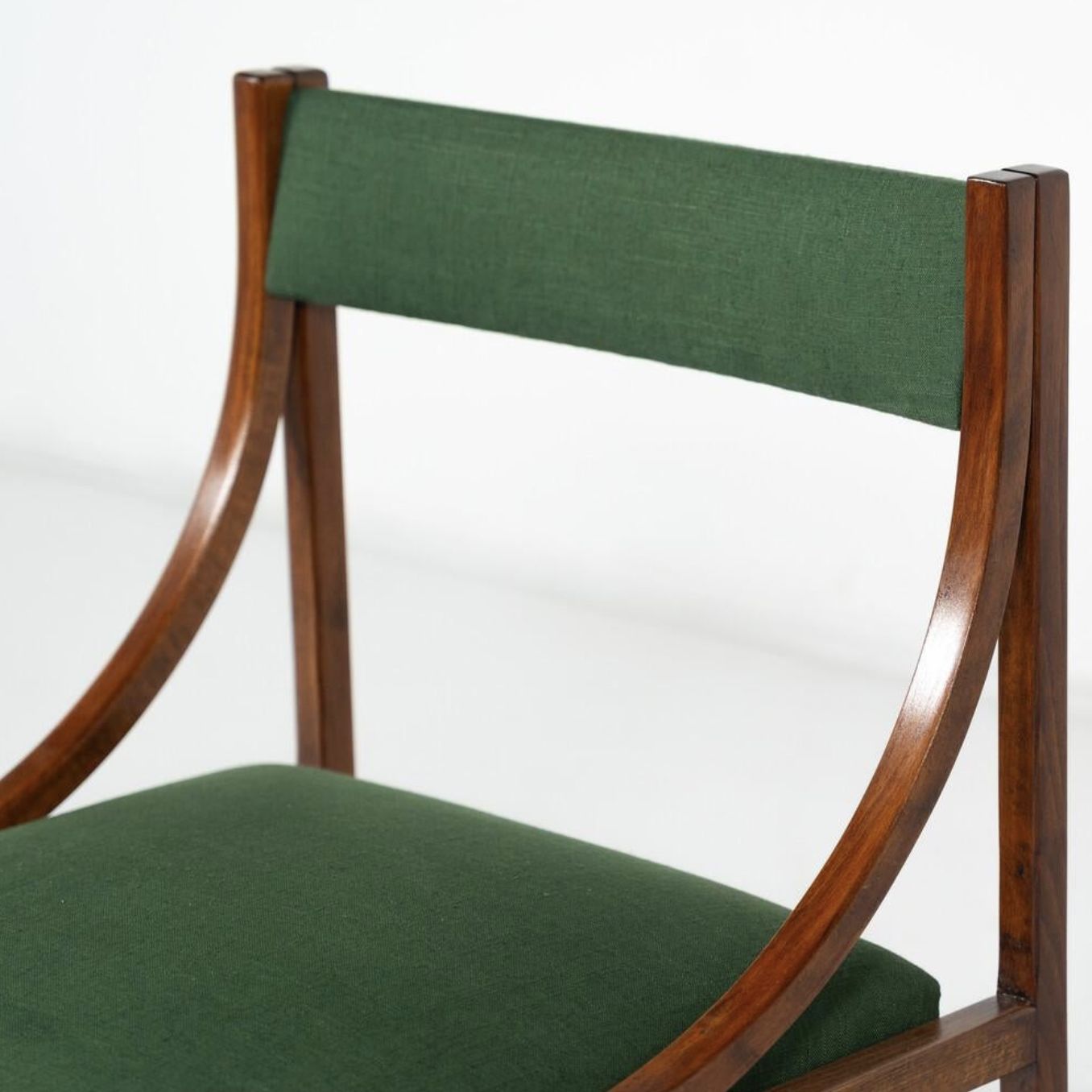 Mid Century Modern Set Of 6 Armchairs, Wood And Fabric, Italy, 1960s photo vinterior