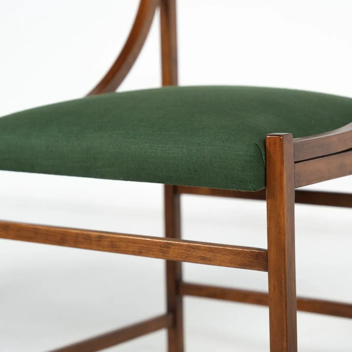 photo furniture Mid Century Modern Set Of 6 Armchairs, Wood And Fabric, Italy, 1960s