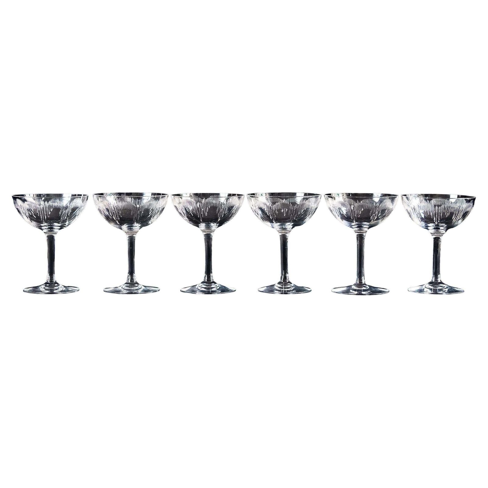6 Pcs. Set Of Baccarat Crystal Champagne Coupes "Moliere" From 1916 1936's