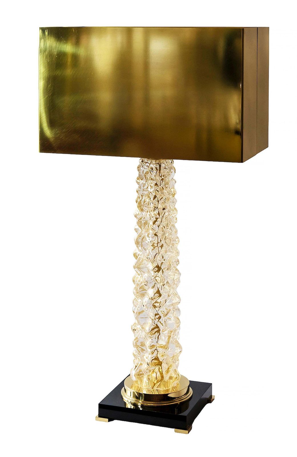 Pair Of Italian Table Lamps In Murano Glass And Brass Shades photo furniture