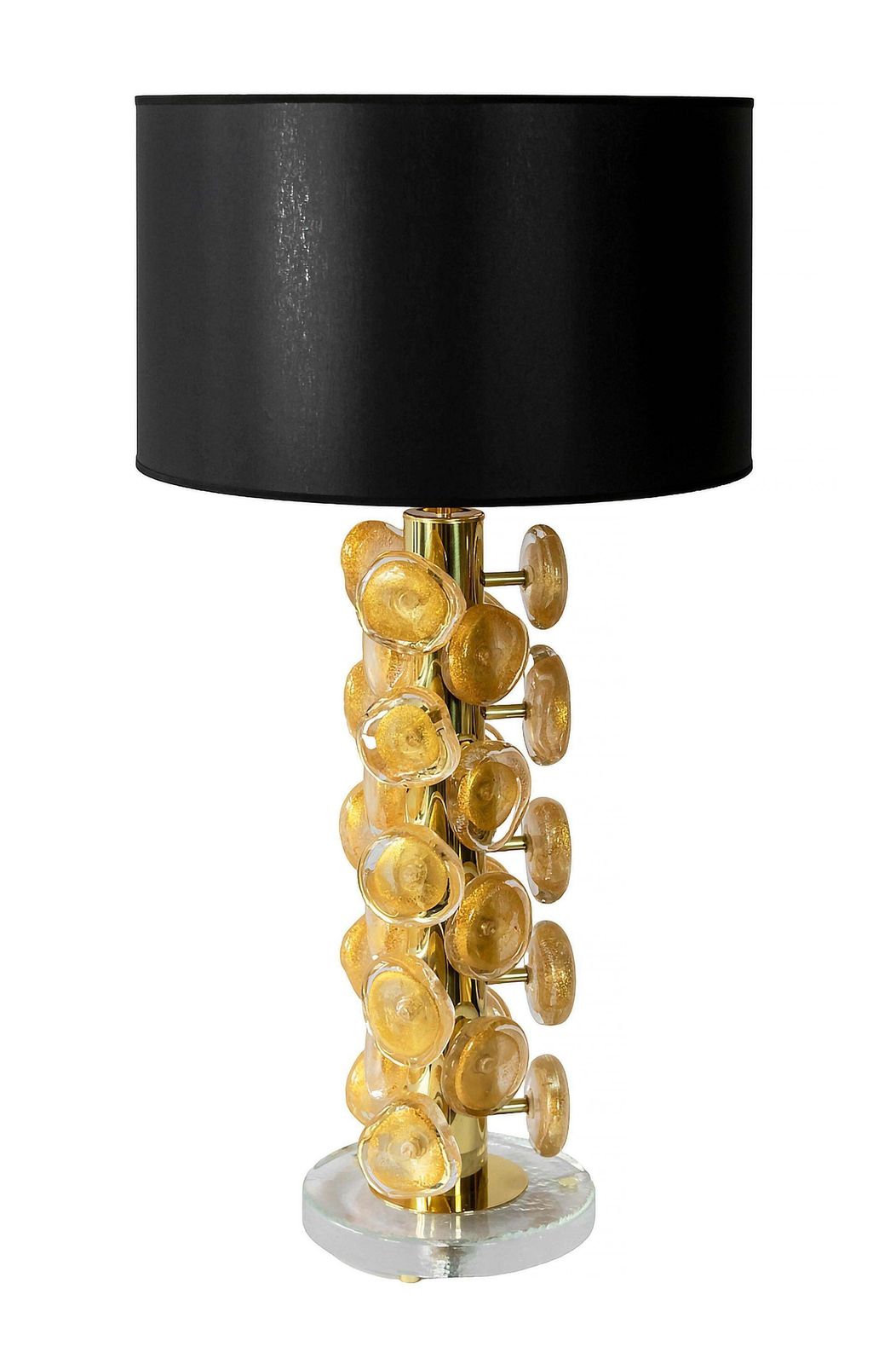 Pair Of Italian Table Lamps In Brass And Murano Glass photo furniture