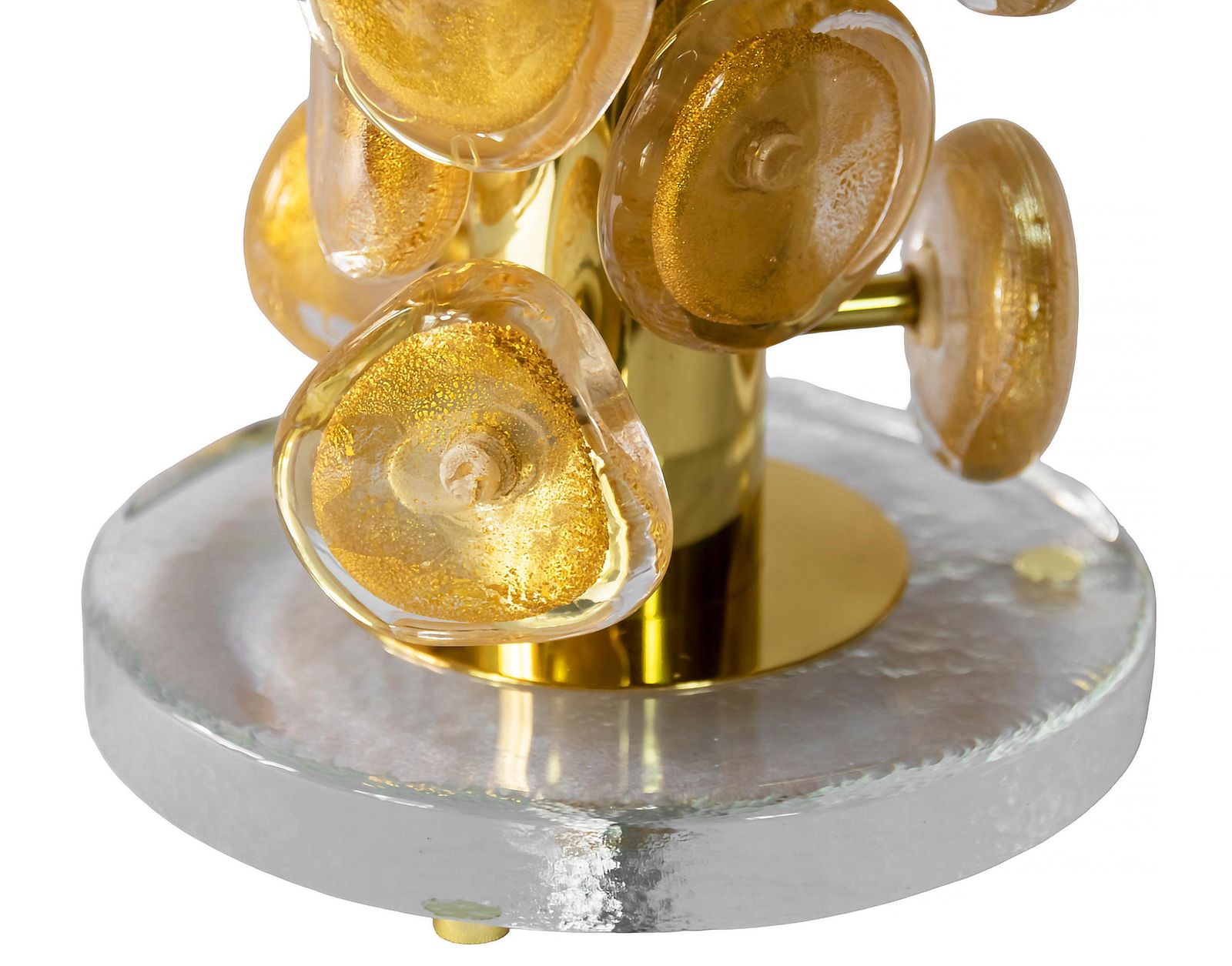 Pair Of Italian Table Lamps In Brass And Murano Glass photo Lighting