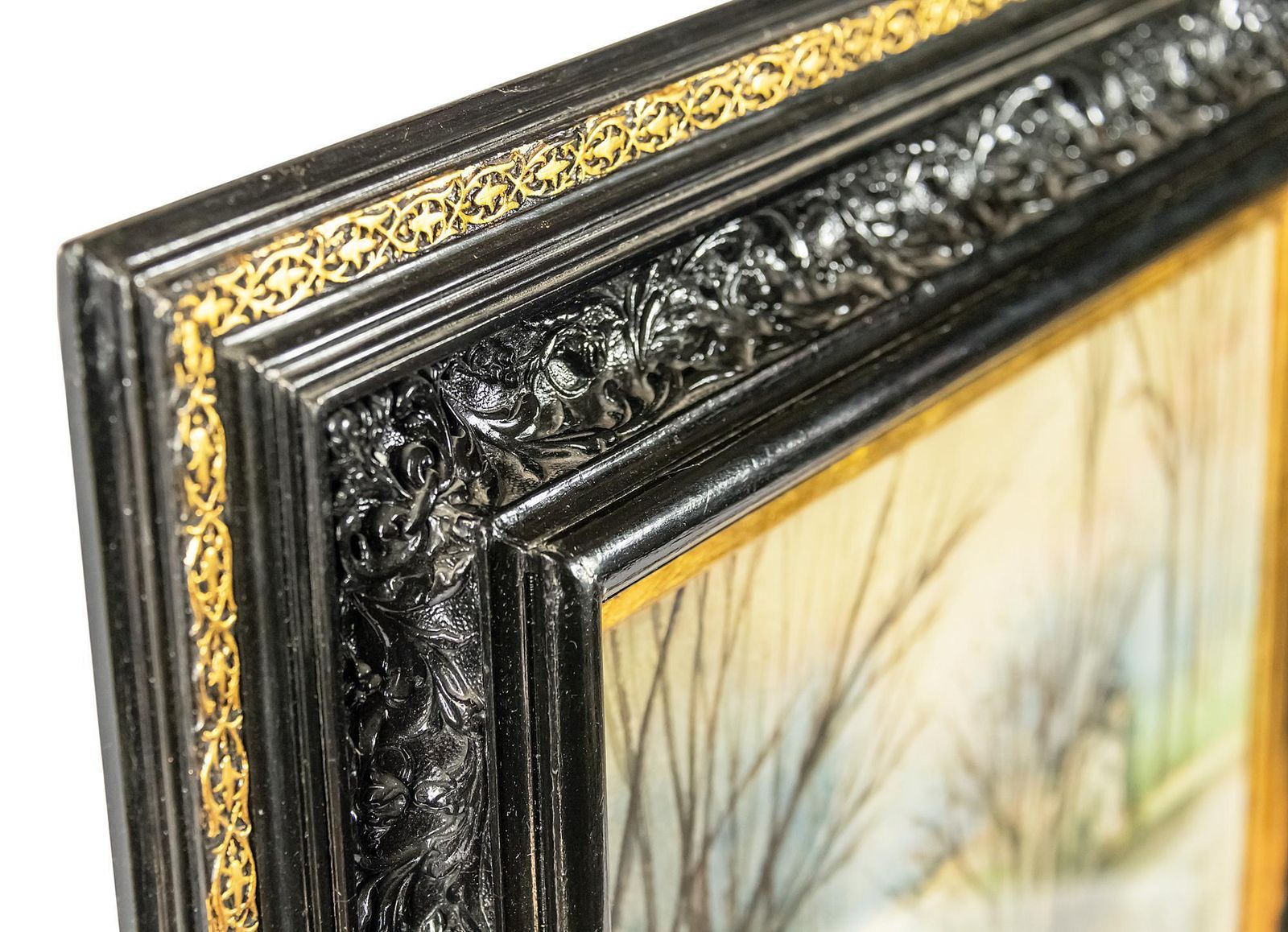 Framed French 19th Century Painting By Marie Thelika Rideau Paulet photo vintage