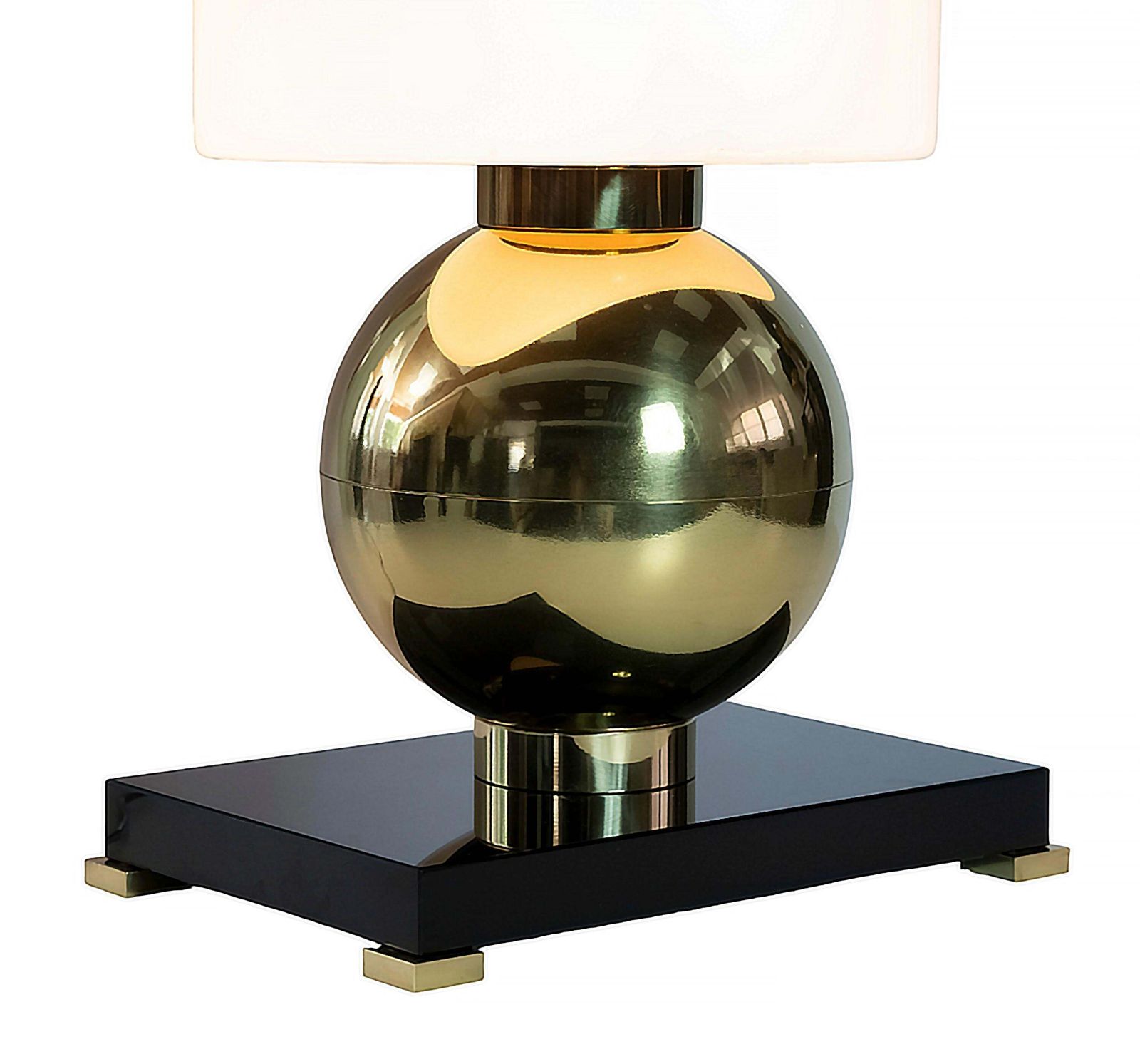 Pair Of Italian Table Lamps In Brass, Murano Glass Base And Shades photo vinterior