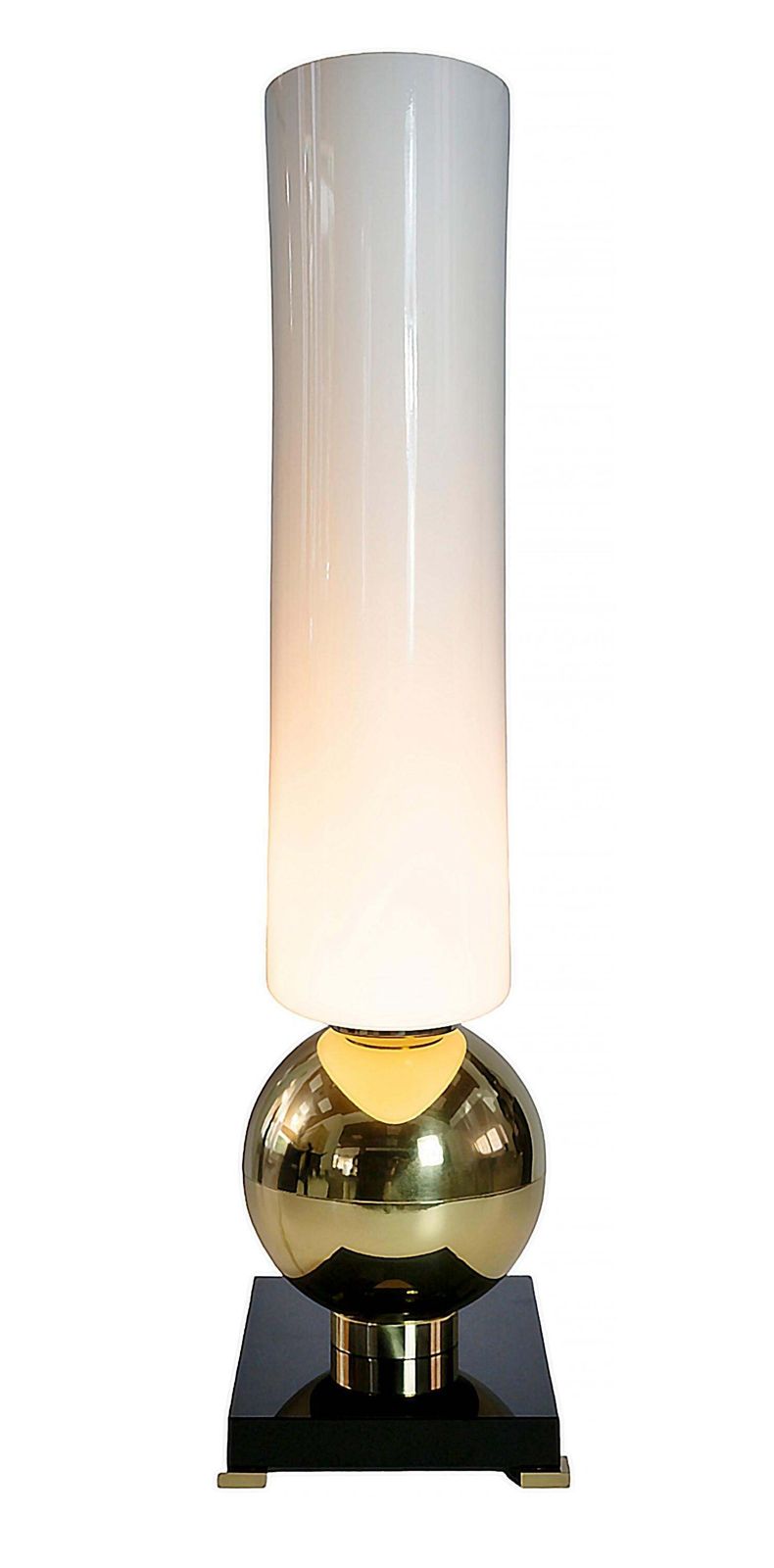 Pair Of Italian Table Lamps In Brass, Murano Glass Base And Shades photo vintage