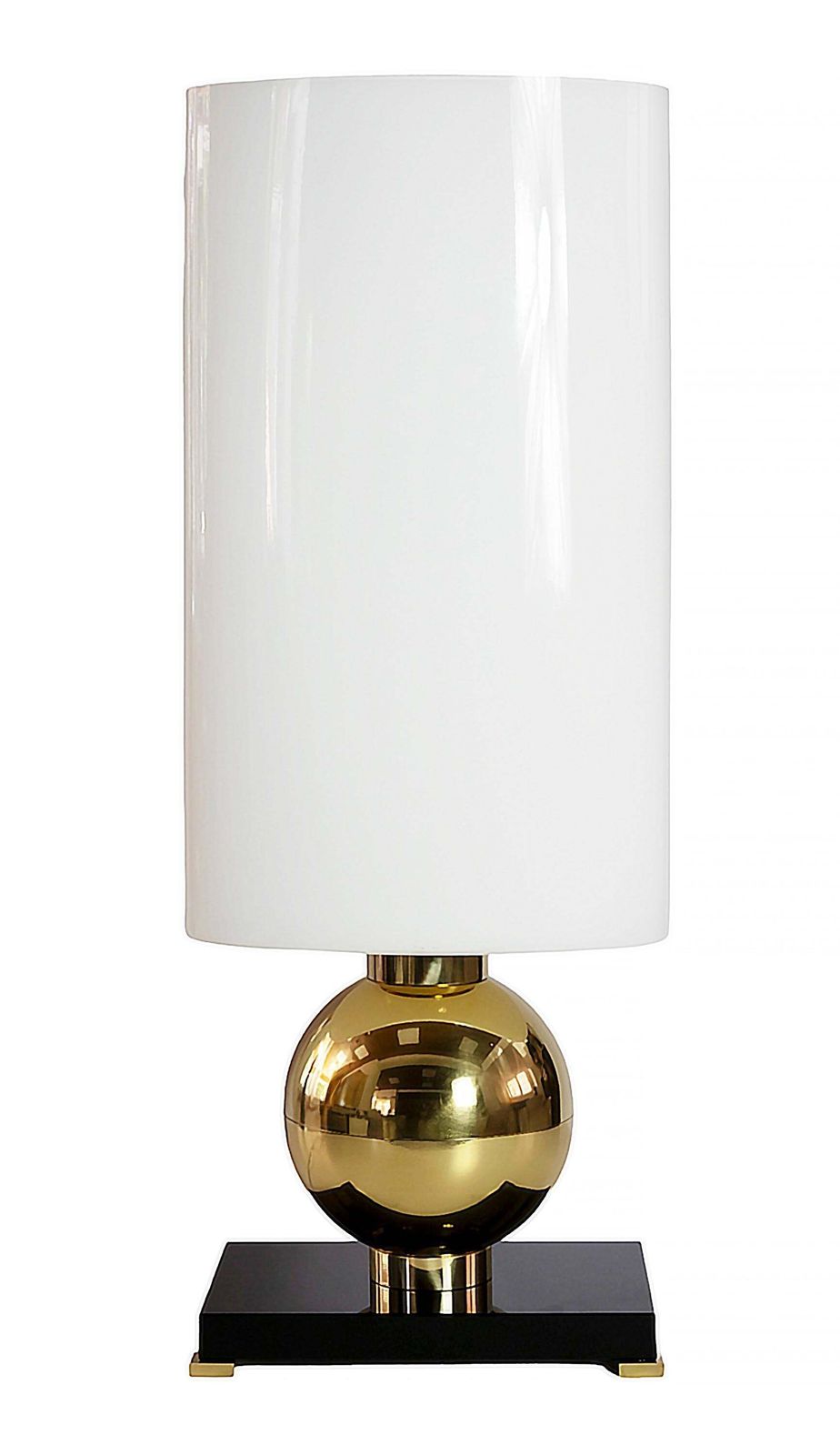 photo furniture Pair Of Italian Table Lamps In Brass, Murano Glass Base And Shades