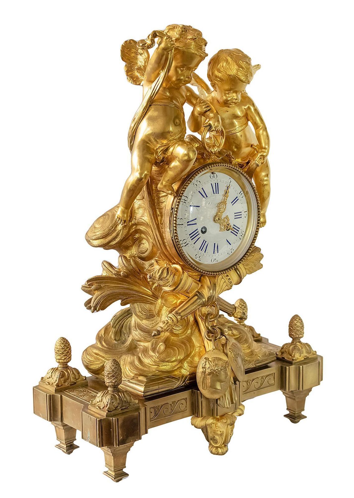 Antique 19th Century French Gilded Bronze Mantel Clock photo vinterior