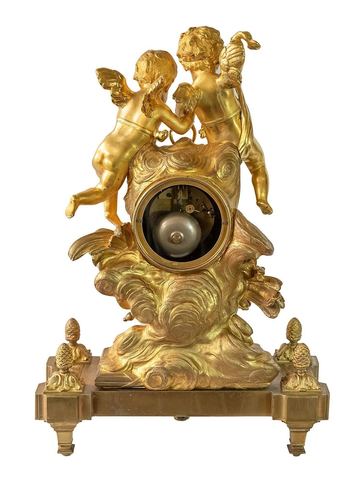 Antique 19th Century French Gilded Bronze Mantel Clock photo vintage