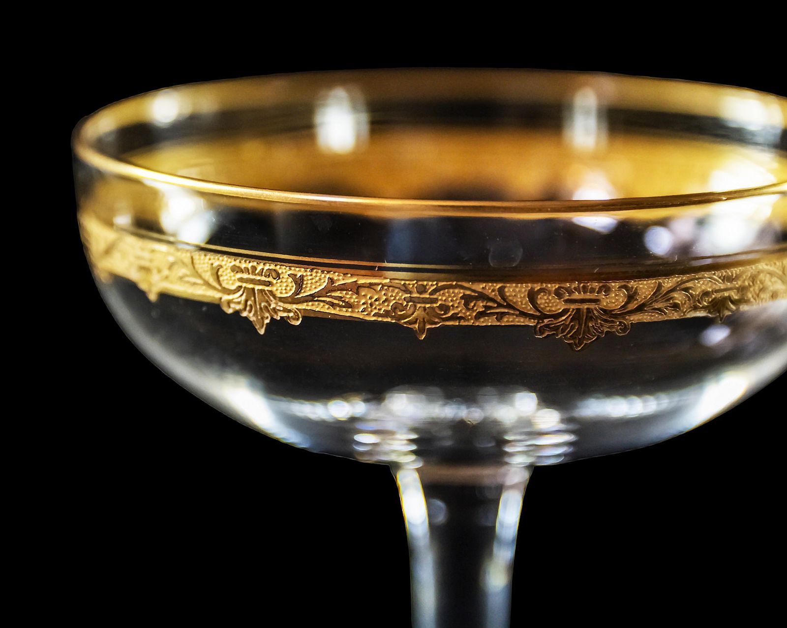 10 Pcs. Set Of Saint Louis Roty Collection Gilt Crystal Champagne Coupes photo vinterior