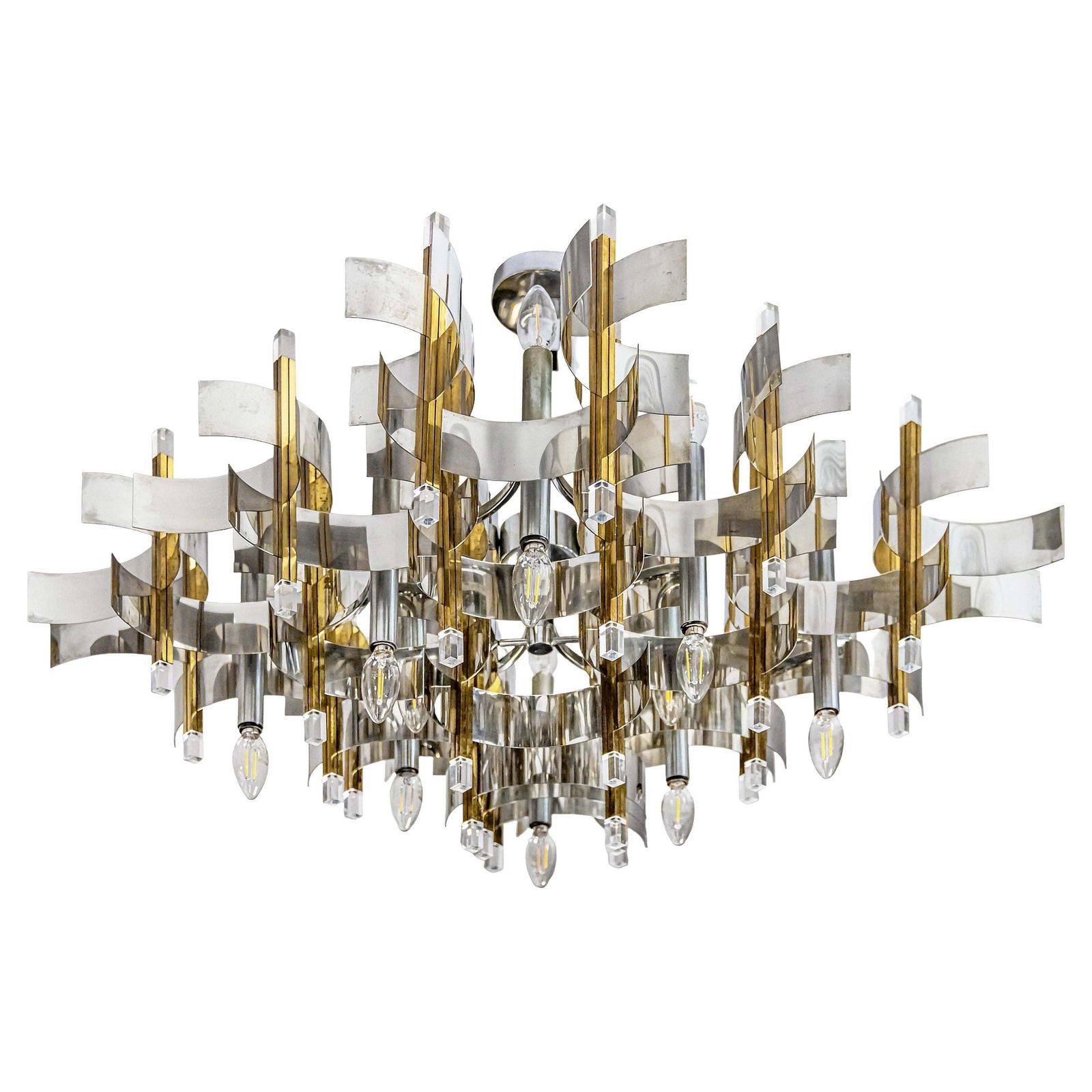 Midcentury Italian Chandelier By Gaetano Sciolari, Circa 1970