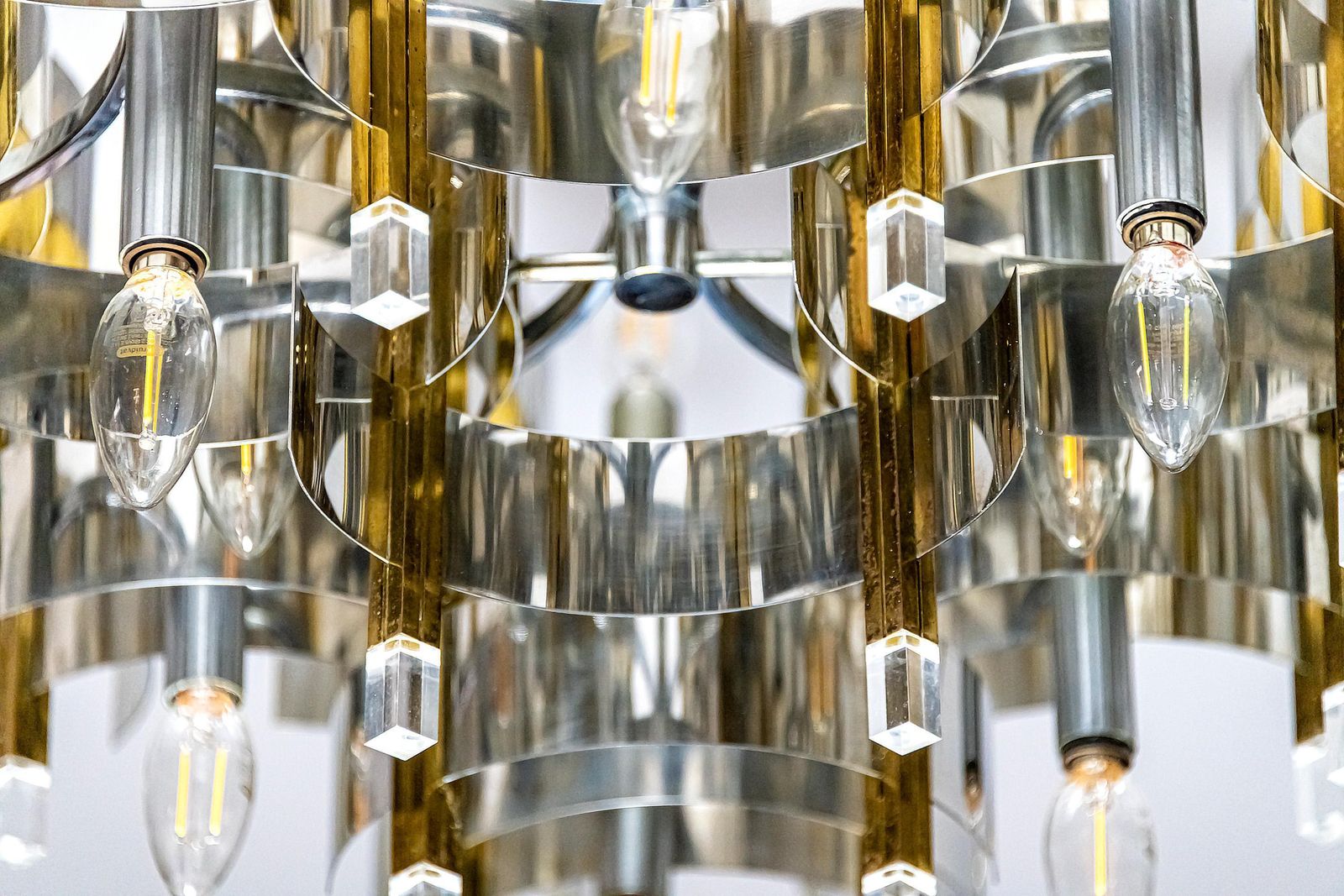 Midcentury Italian Chandelier By Gaetano Sciolari, Circa 1970 photo vintage
