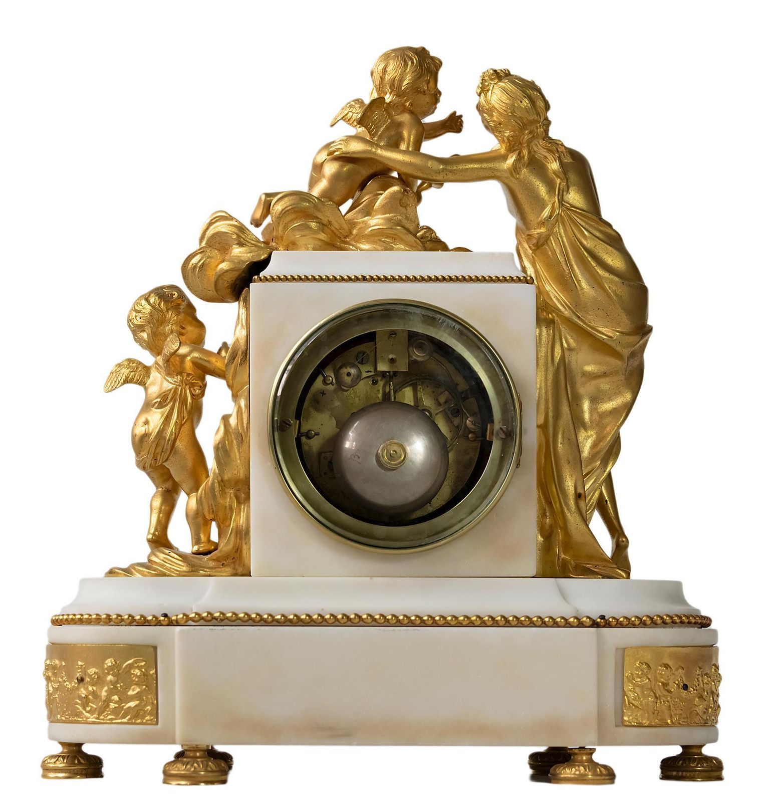 French 19th Century Louis XVI Gilded Bronze And Marble Mantel Clock photo furniture