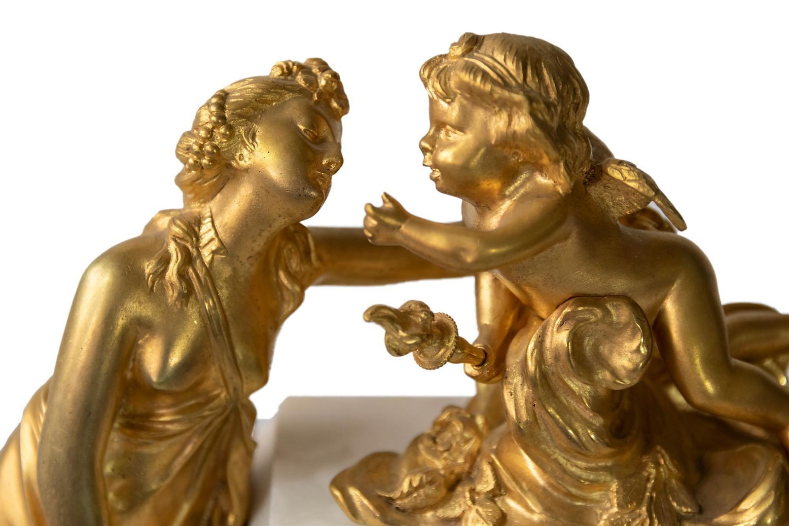 French 19th Century Louis XVI Gilded Bronze And Marble Mantel Clock photo vinterior