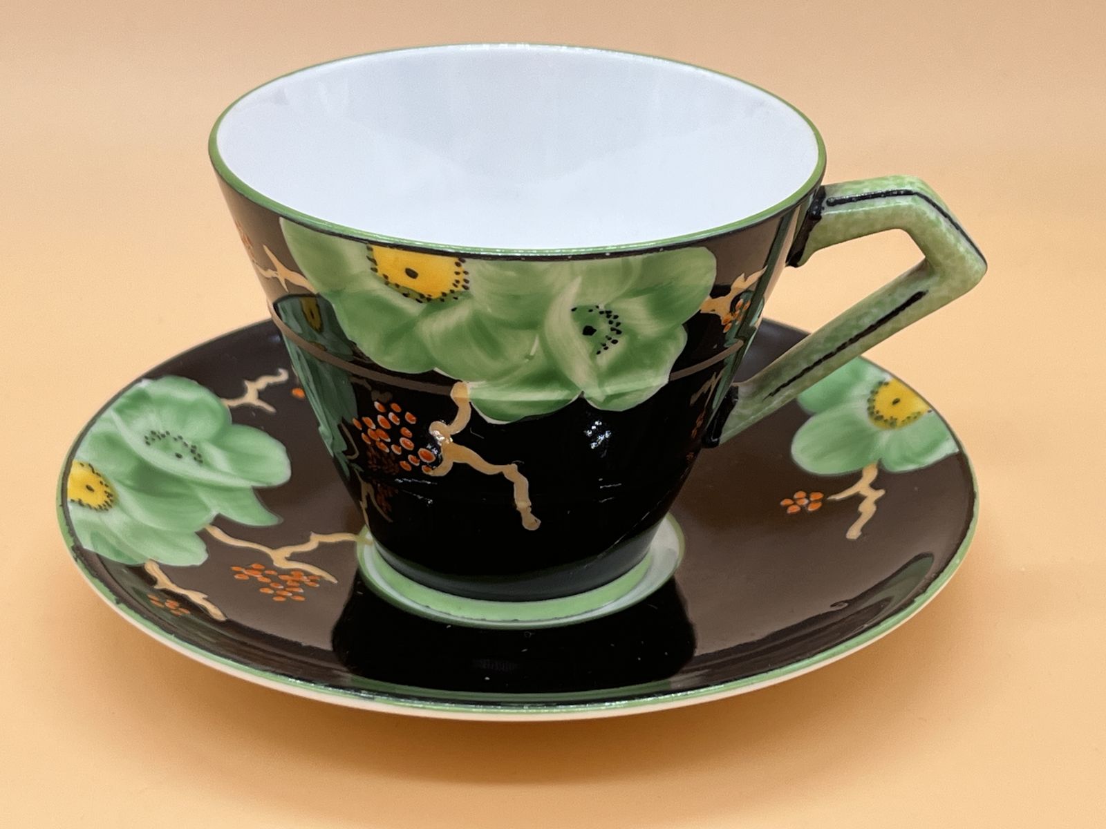 Art Deco Paragon China Hand Painted Floral Small Tea Cup & Saucer Duo. No. 766514. photo buy