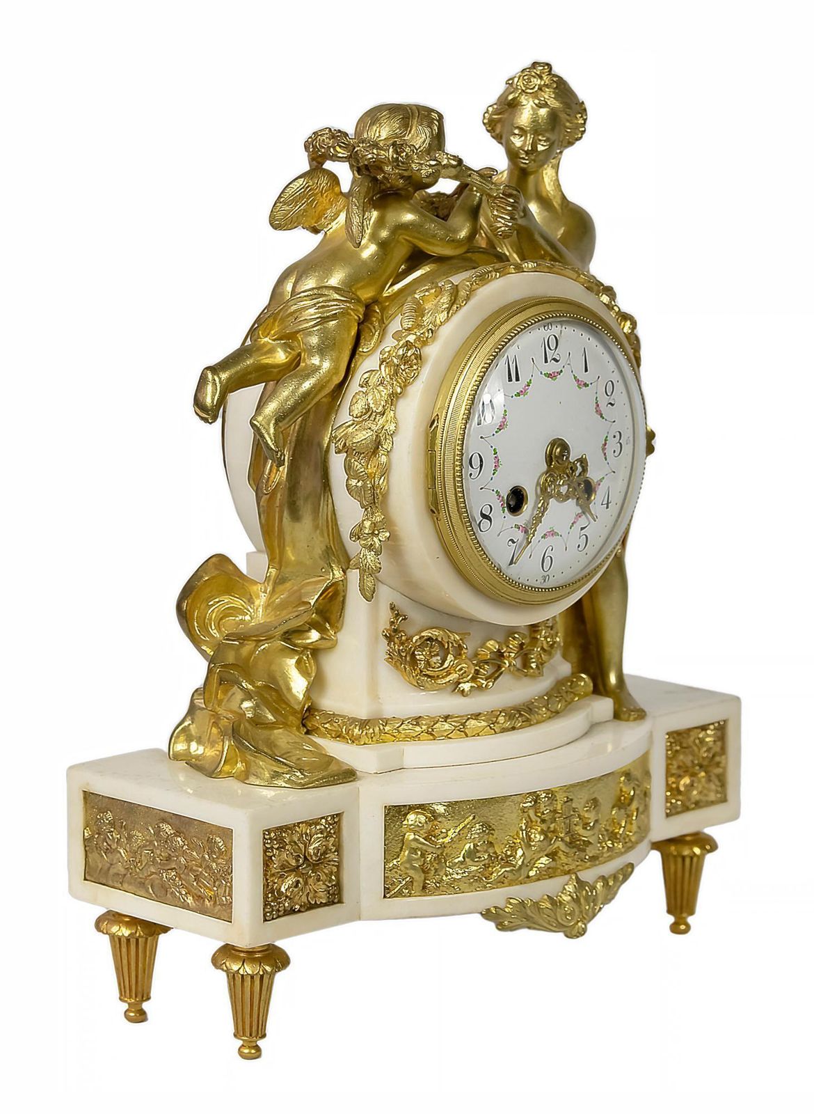 French 19th Century Louis XVI Gilded Bronze And Marble Mantel Clock photo furniture