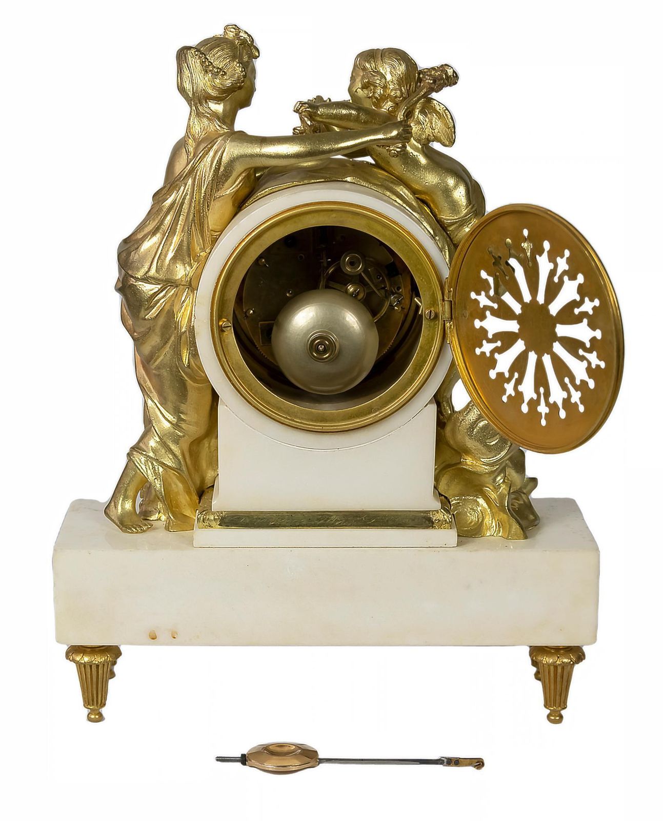photo furniture French 19th Century Louis XVI Gilded Bronze And Marble Mantel Clock