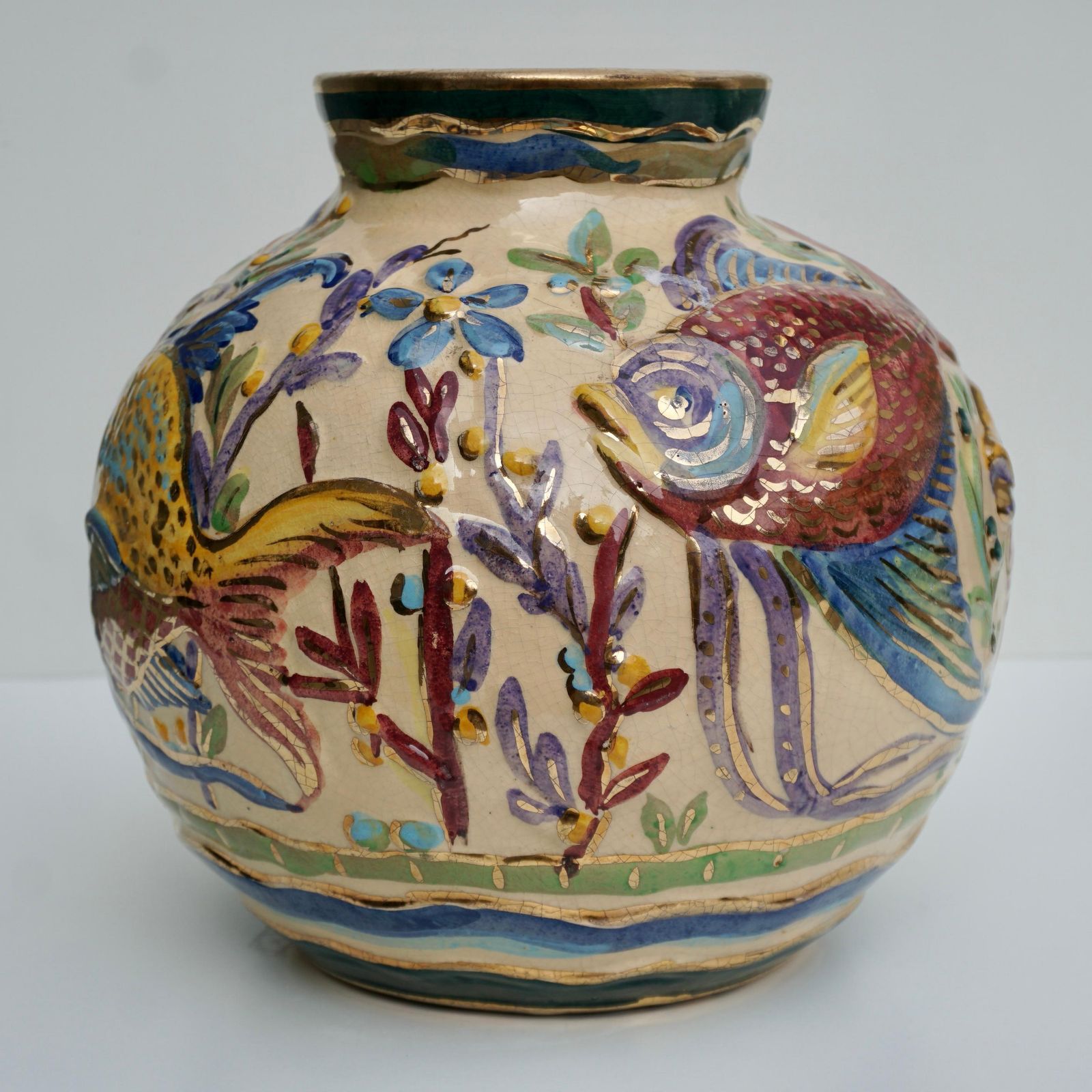 photo buy Large Modern Art Deco Vase With Fish Flowers And Plants