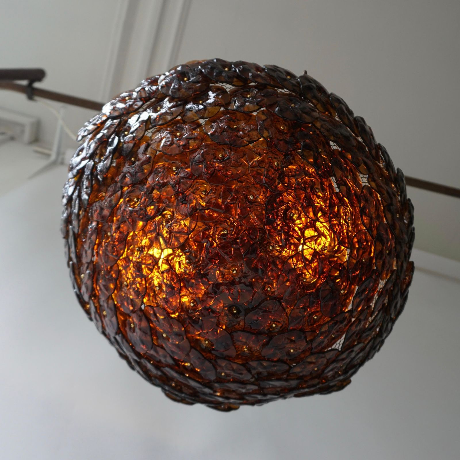 Murano Glass Flower Basket Flush Mount Wall Lamp By Barovier & Toso, 1960s photo Lighting