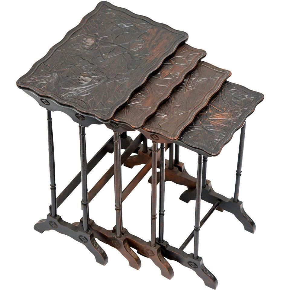 Set Of Four French Art Nouveau Nesting Tables