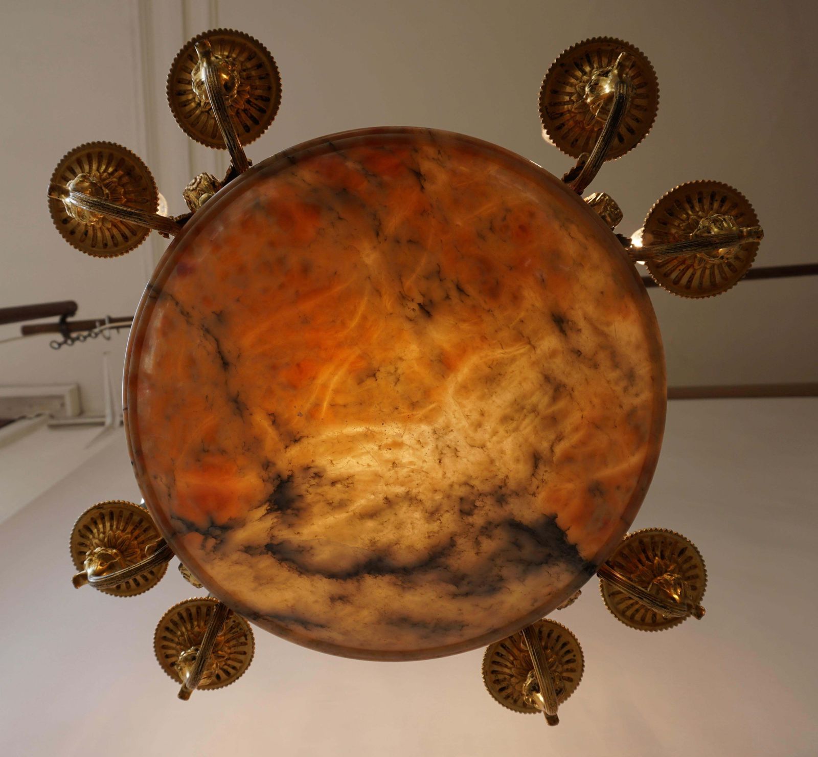 photo furniture Rare Early French 20th Century Art Deco Bronze And Alabaster Chandelier