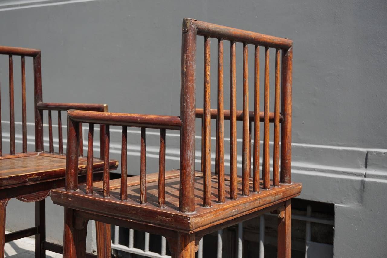Set Of Three Elegant Chinese Early 20th Century Spindle Back Chairs photo 1062.0