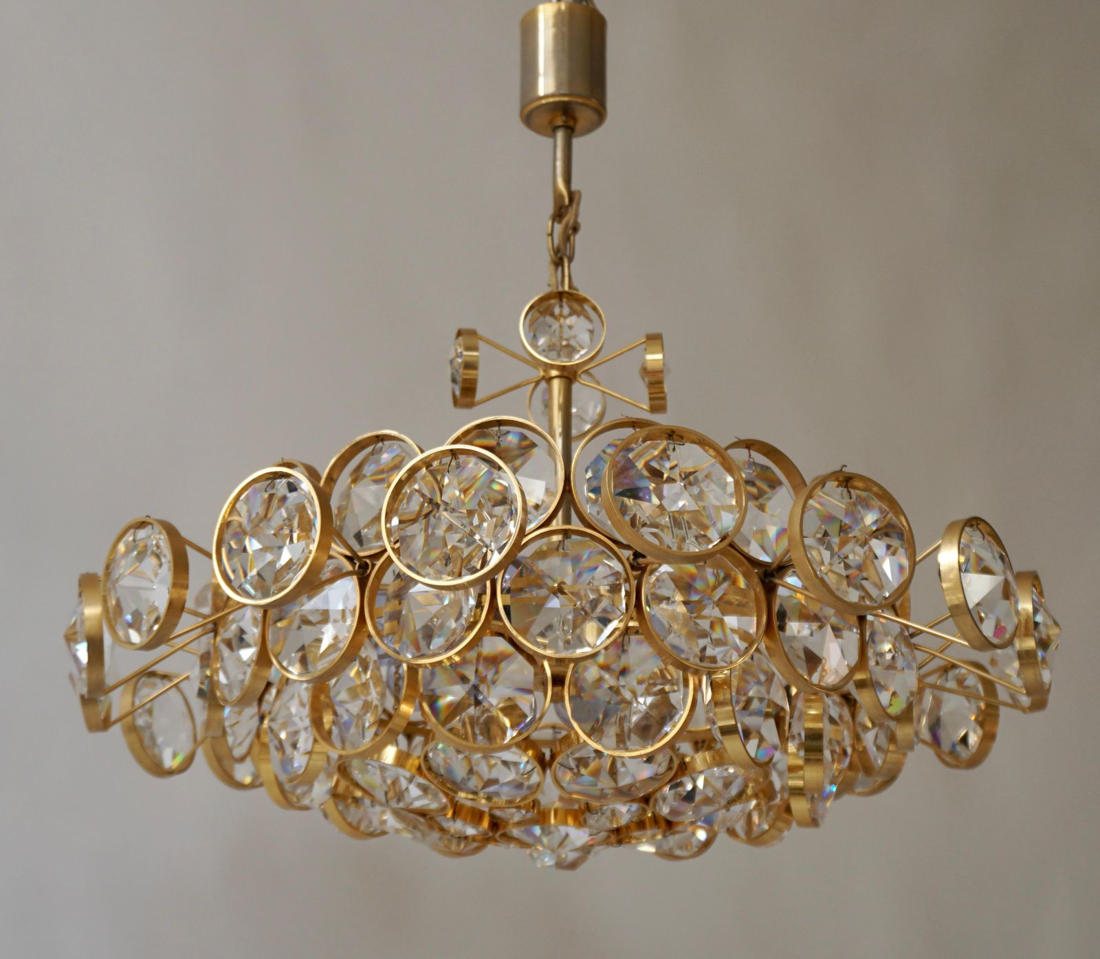 Crystal Glass "Palwa" Chandelier, Circa 1970s photo vinterior