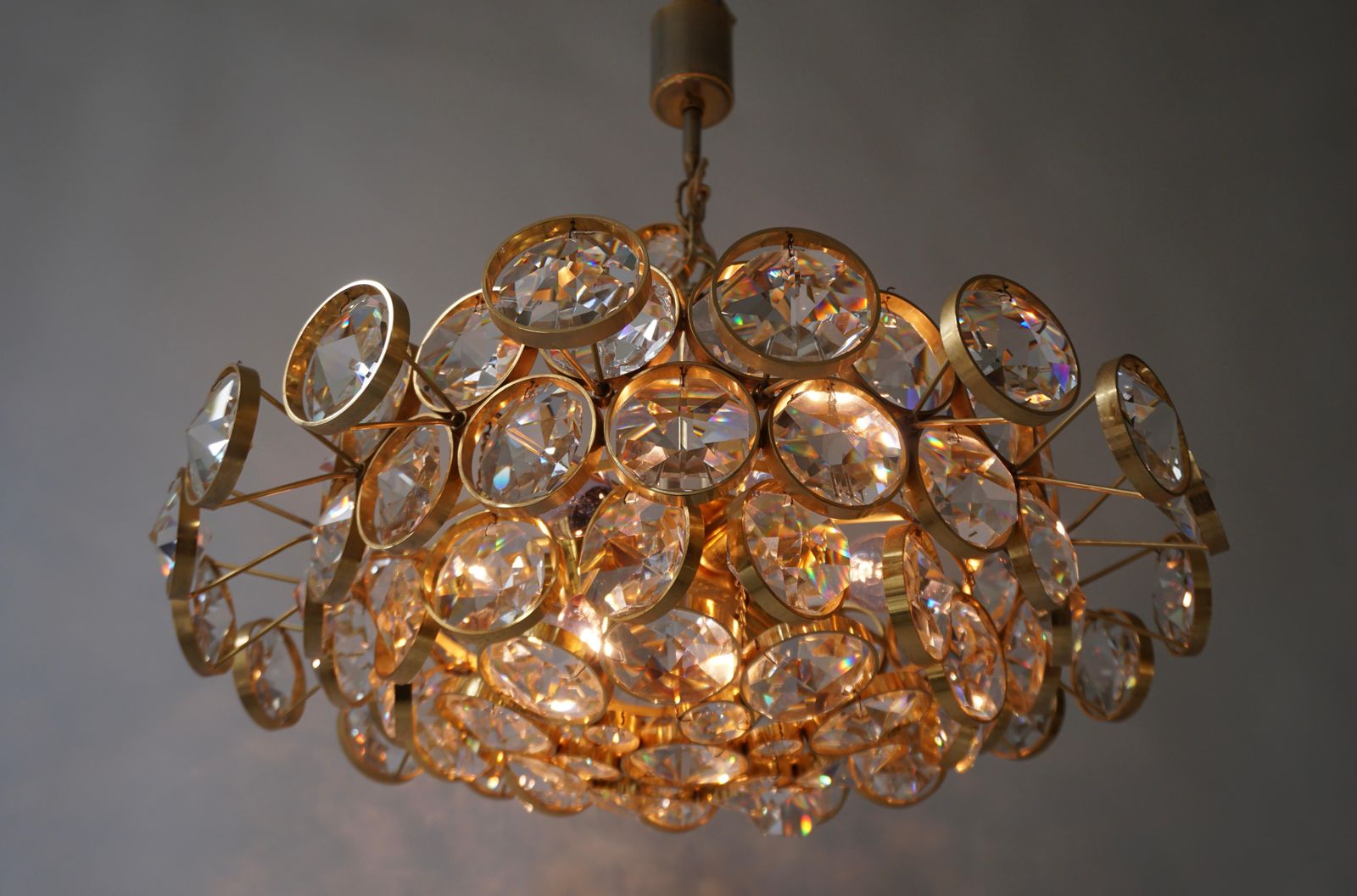 Crystal Glass "Palwa" Chandelier, Circa 1970s photo vintage