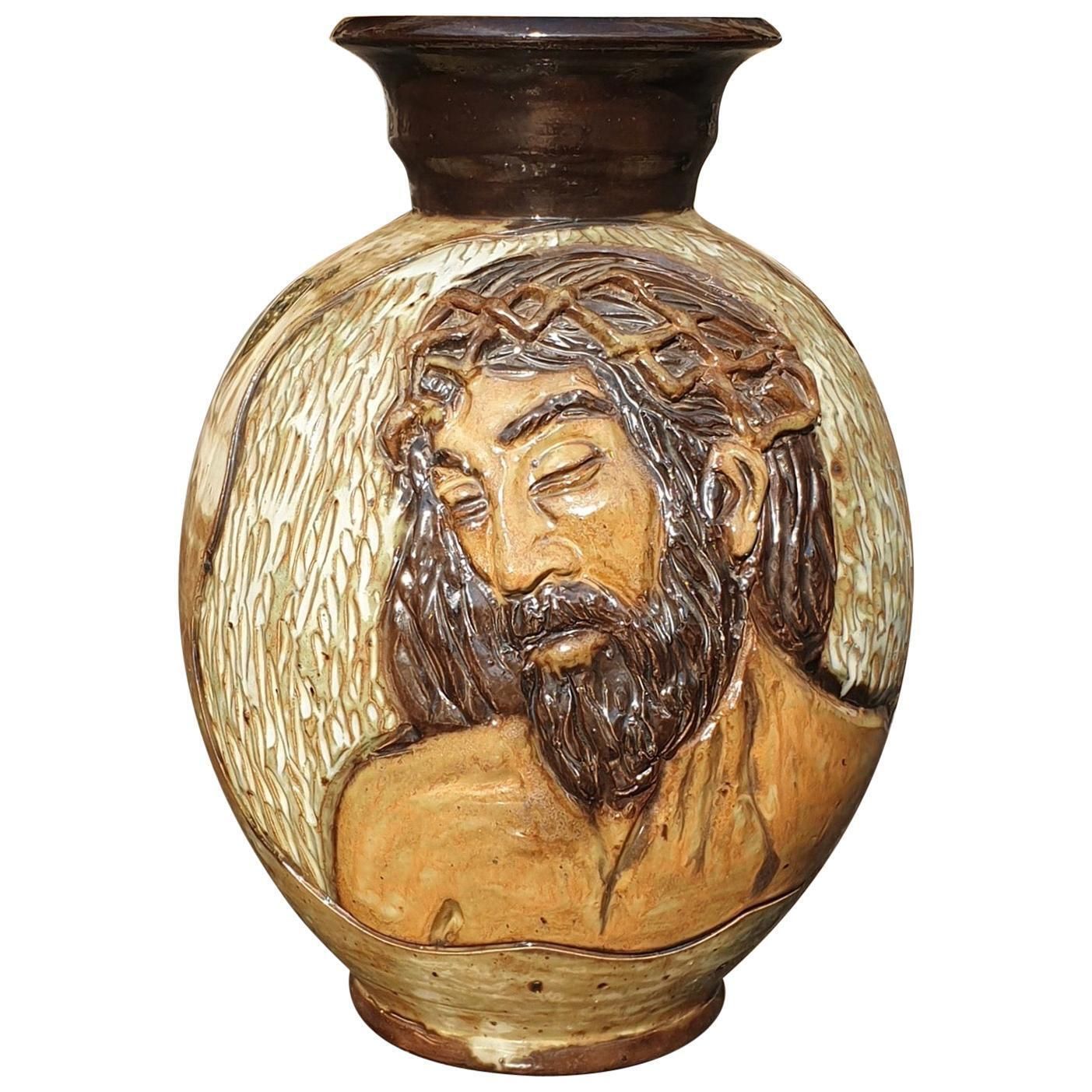 Ceramic Vase Of  Christ By Losson Belgium