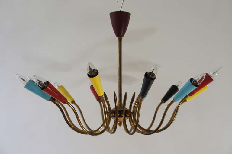 Impressive Italian Twelve Arm Chandelier In The Style Of Stilnovo photo vinterior