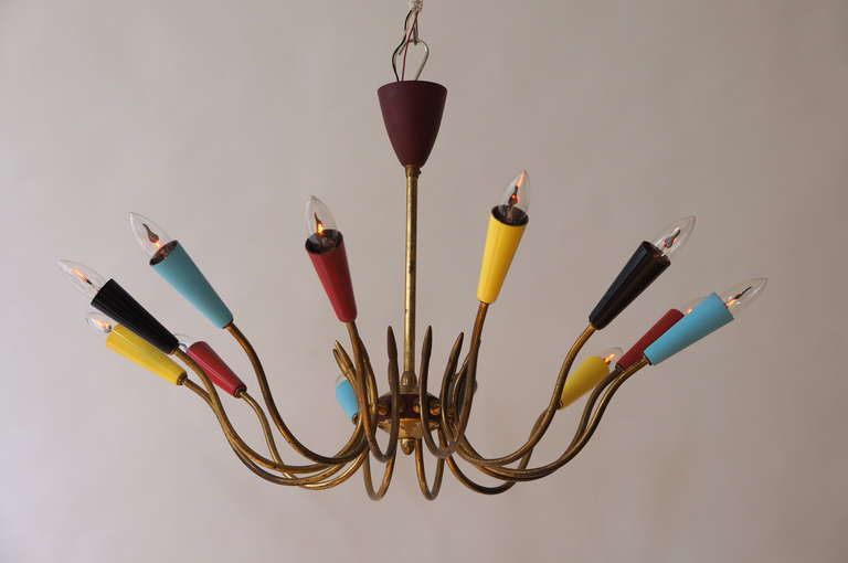 Impressive Italian Twelve Arm Chandelier In The Style Of Stilnovo photo buy